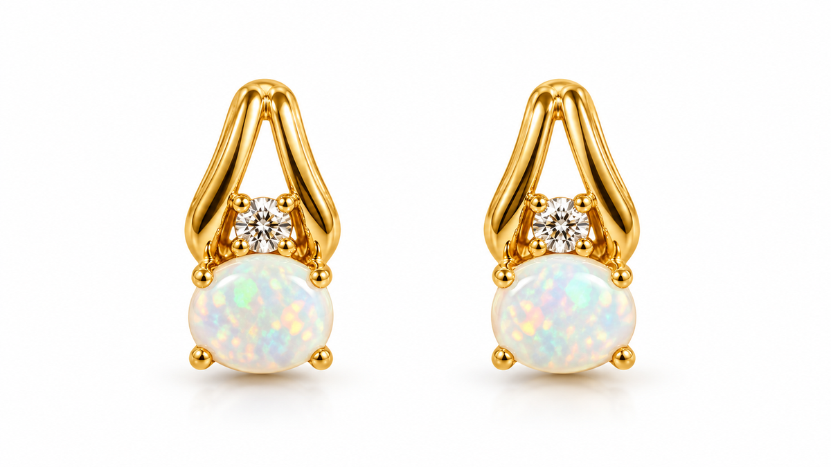 Opal and diamond earring