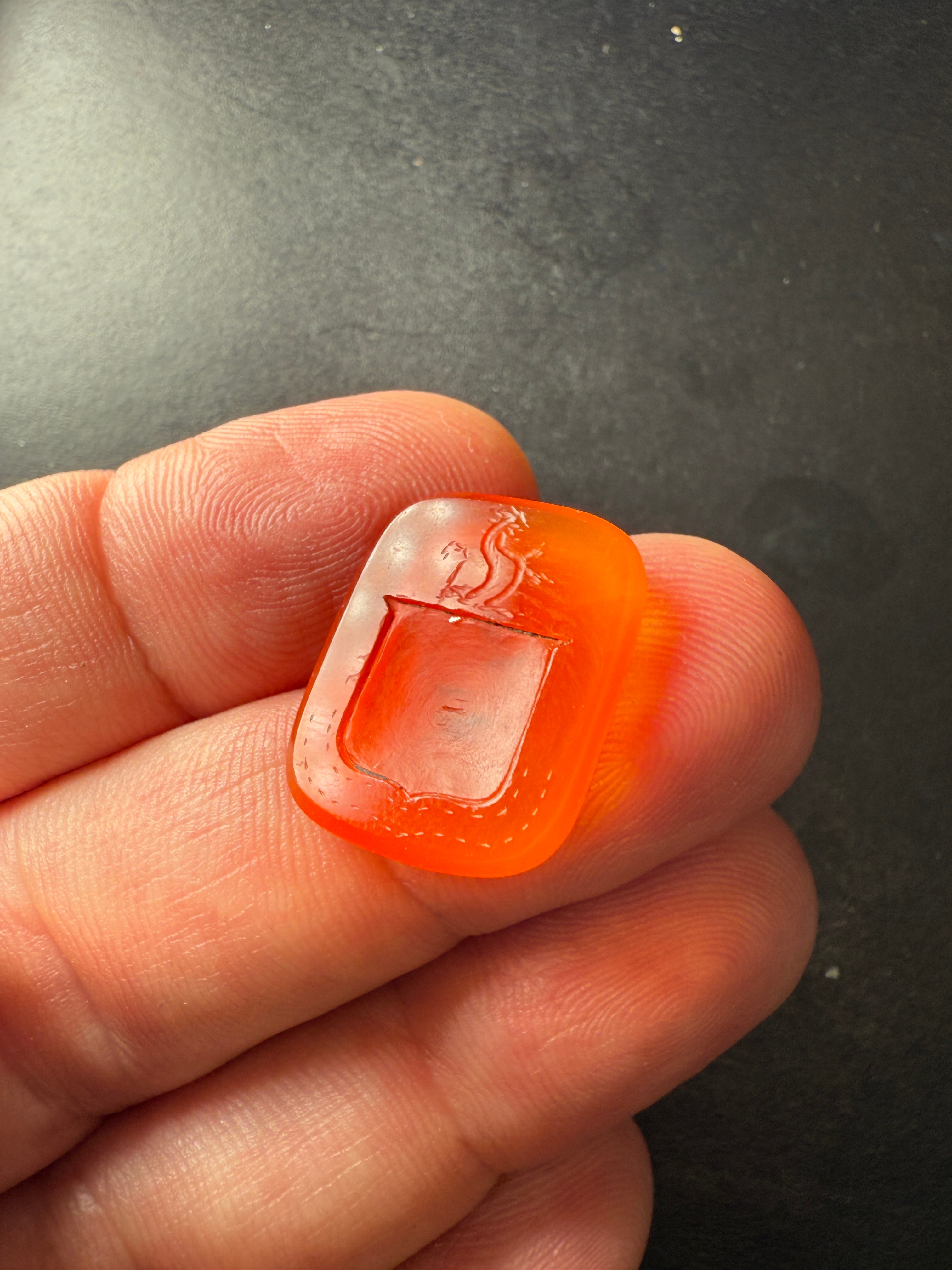 Antique Heraldic Intaglio – Crest with Two Serpents
Dimensions: 1.8 x 2.1 cm