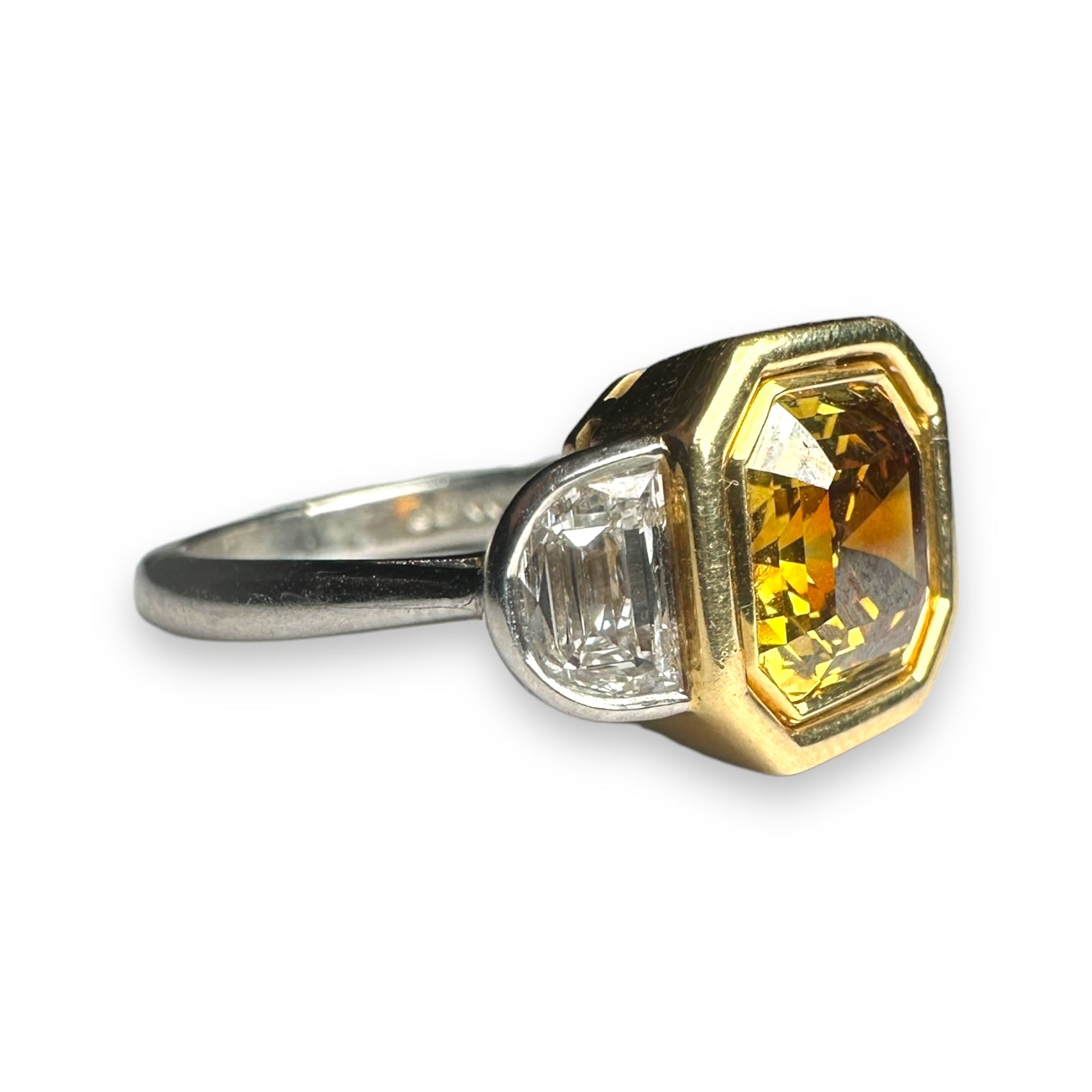 Yellow brown diamond ring