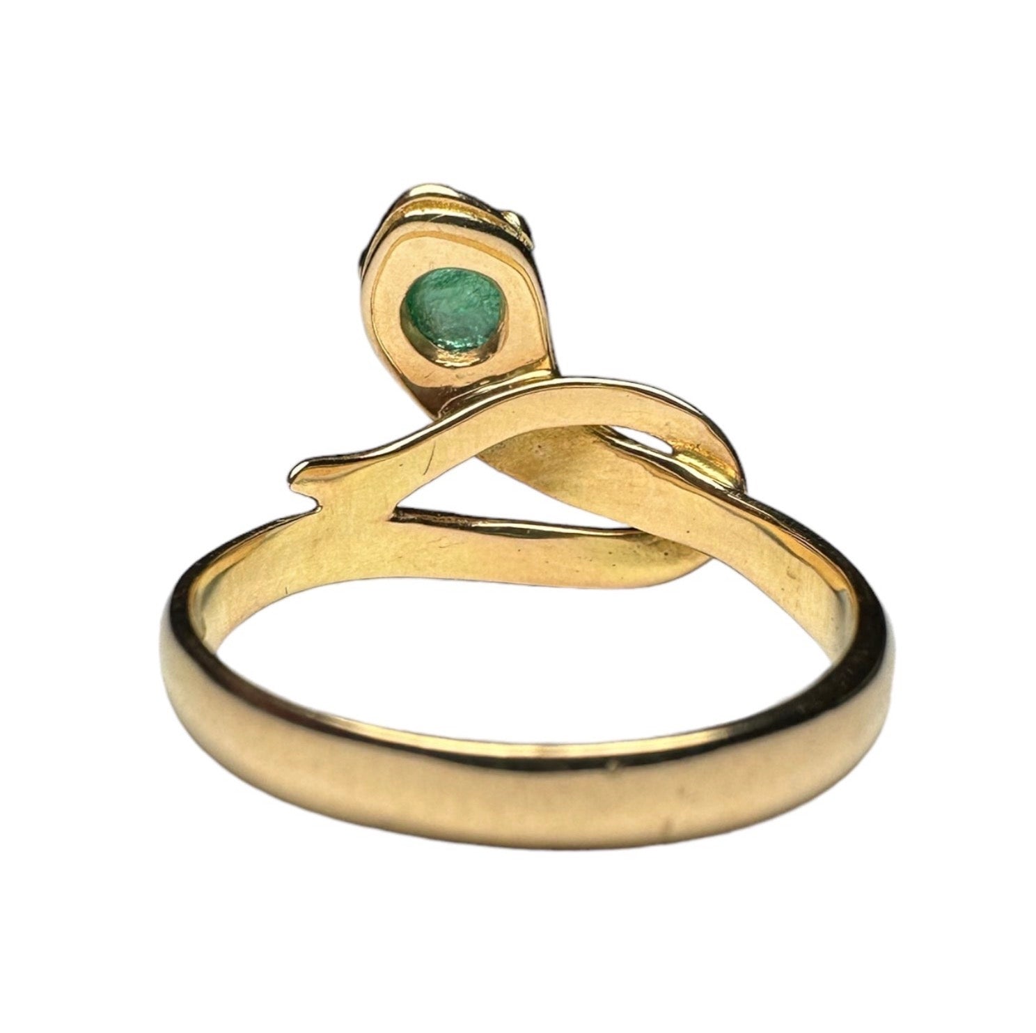18k Yellow Gold Snake Ring with Emerald, Ruby, or Sapphire – Unique Handcrafted Design