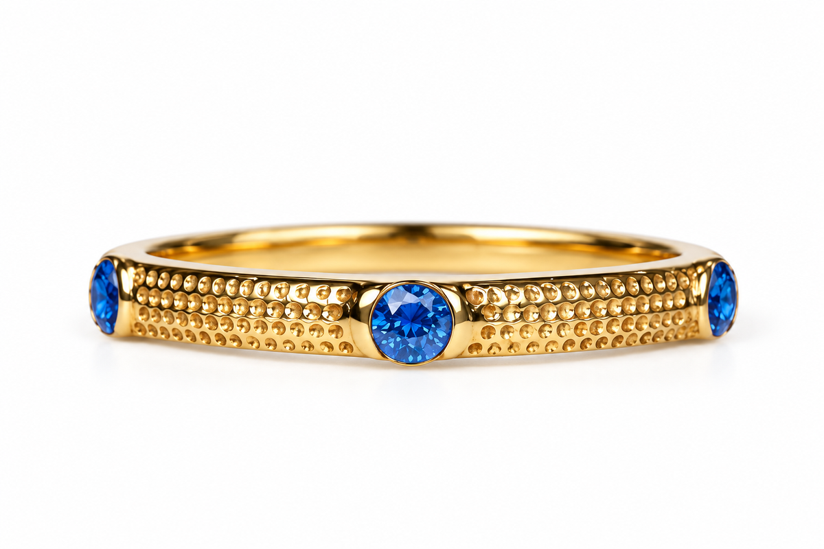 Élégante bague en or 9 carats et rubis – Design intemporel avec six rubis étincelants