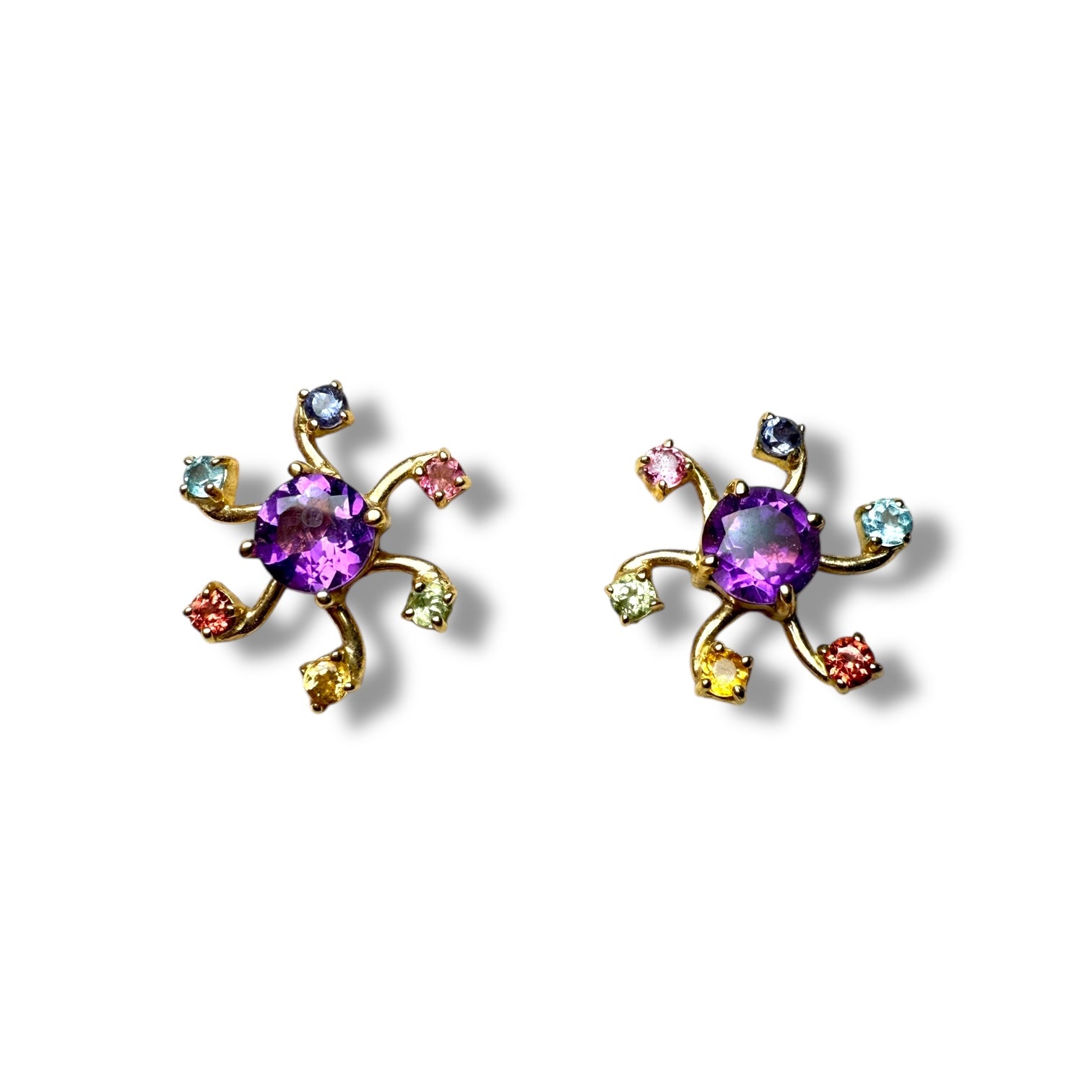 9k gold Multi gem gold earring