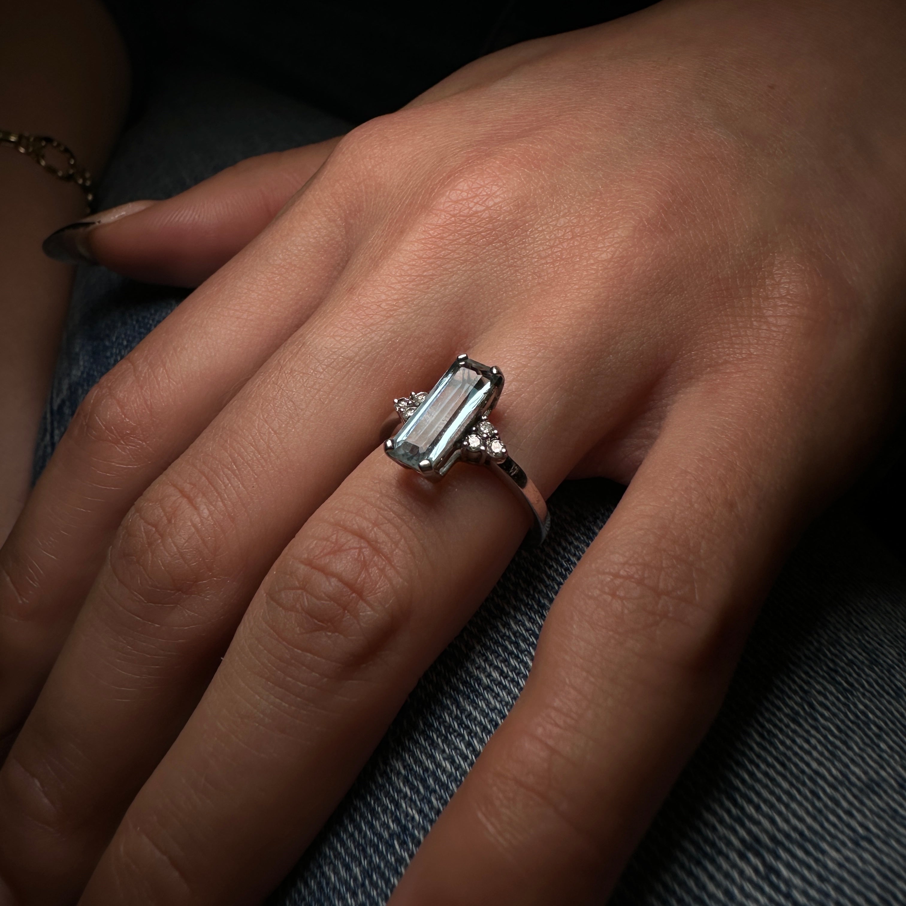 Aquamarine and diamond ring