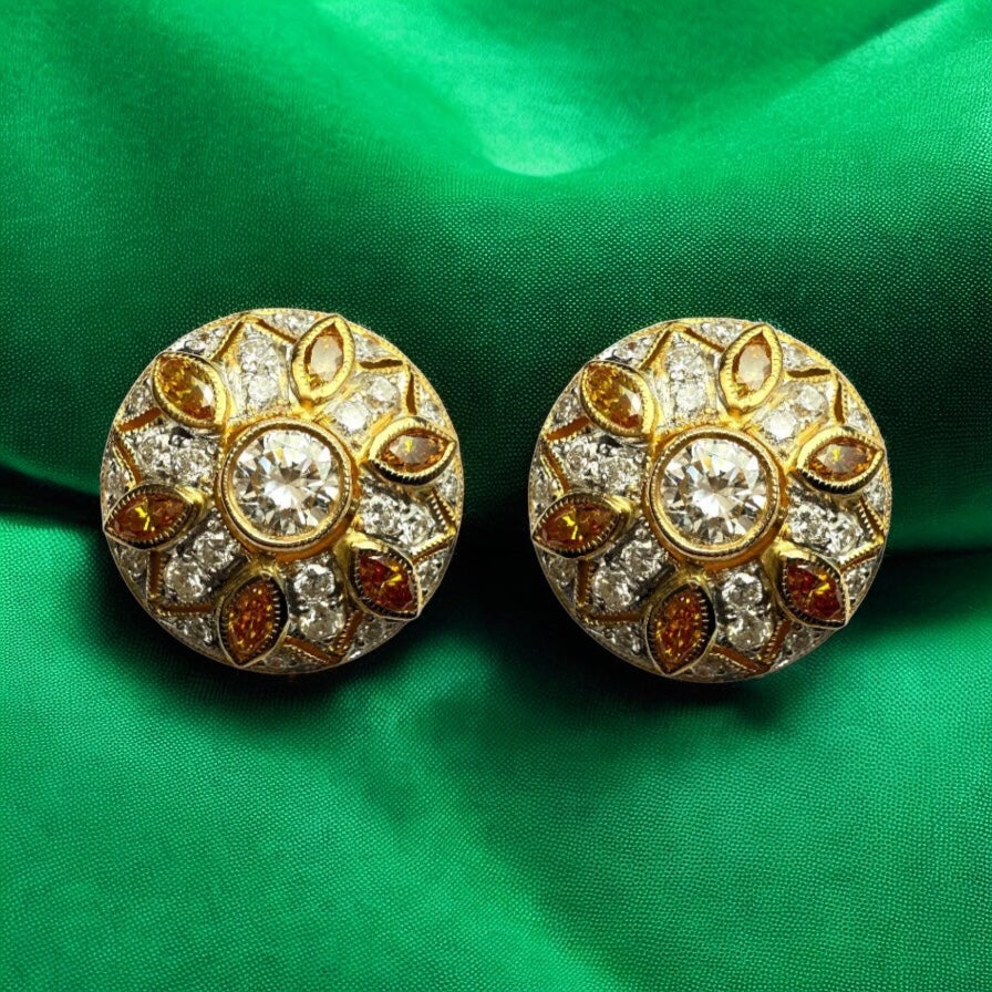 Diamonds earrings yellow and white