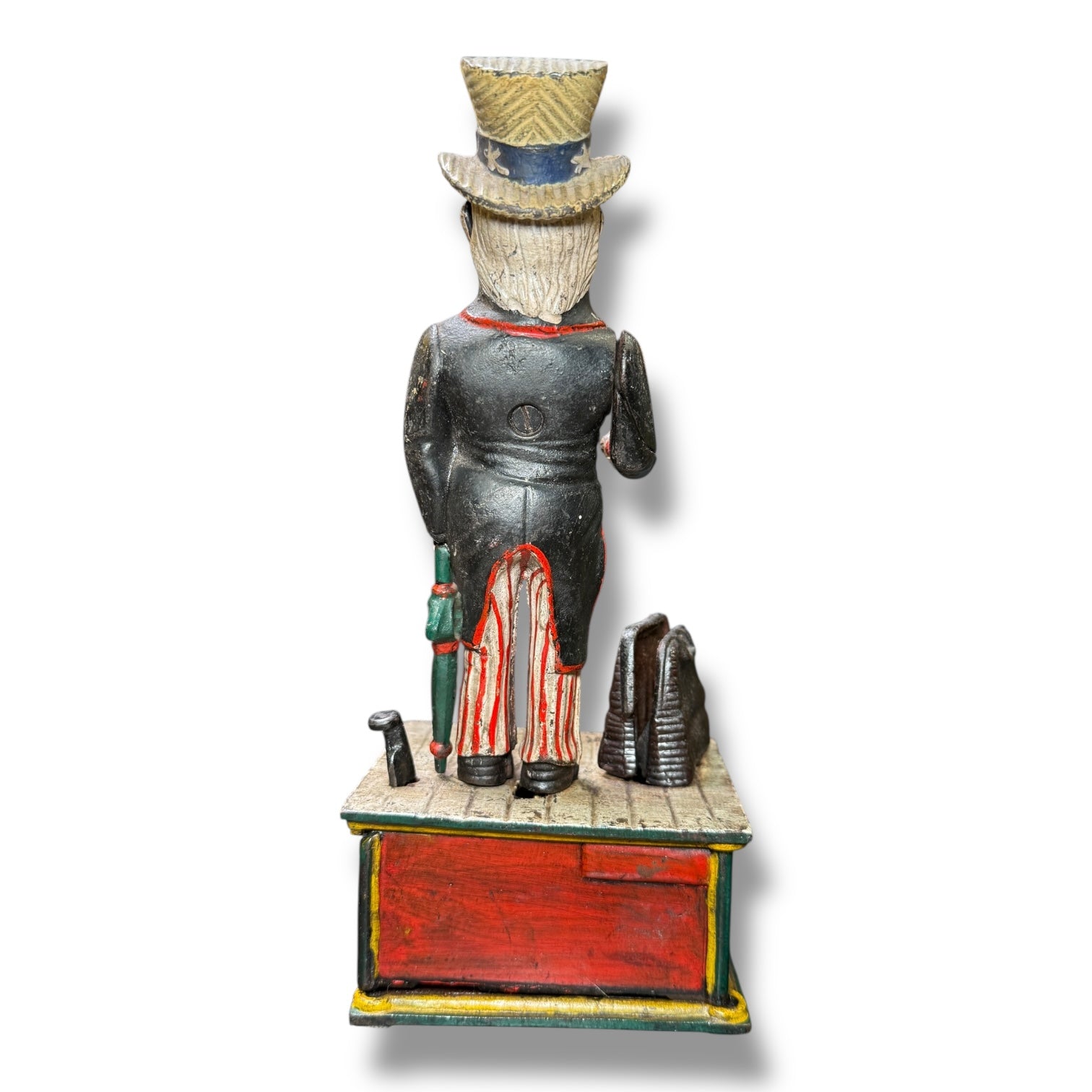 Antique Uncle Sam Mechanical Coin Bank – Cast Iron – 28 cm Tall