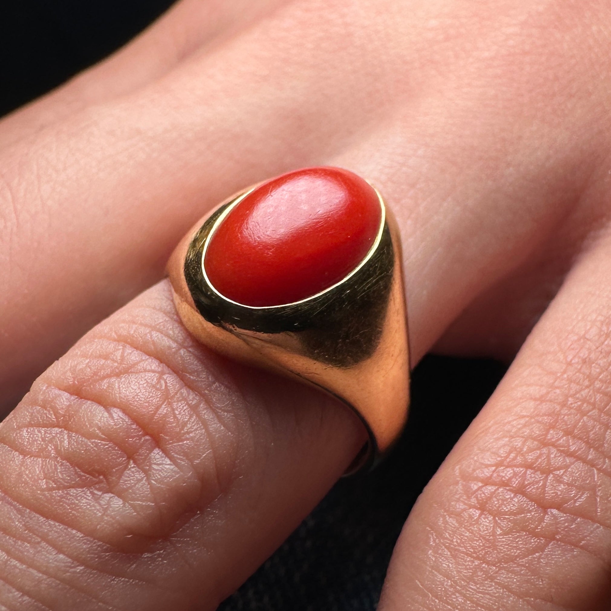 Coral signet ring