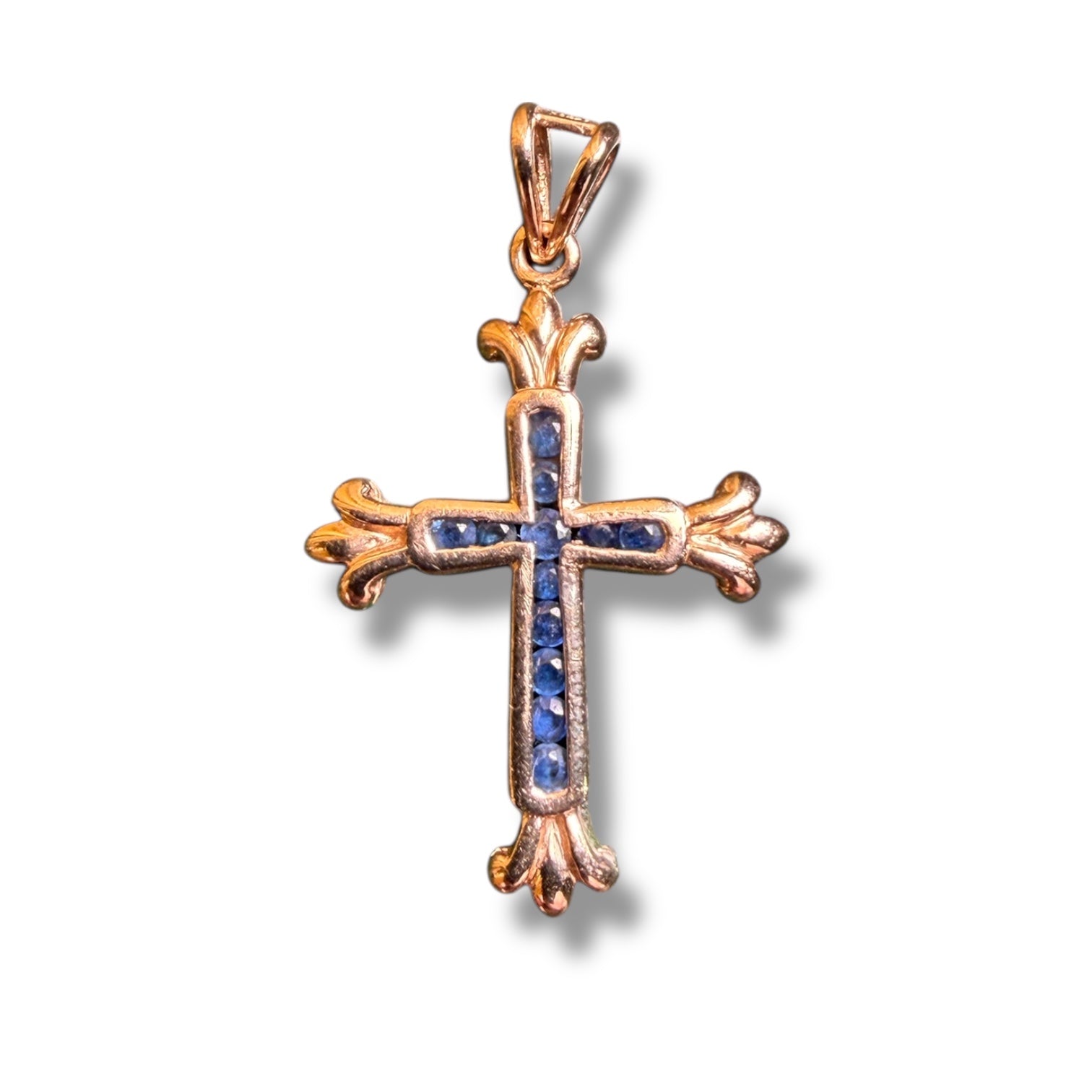 Sapphire gold cross