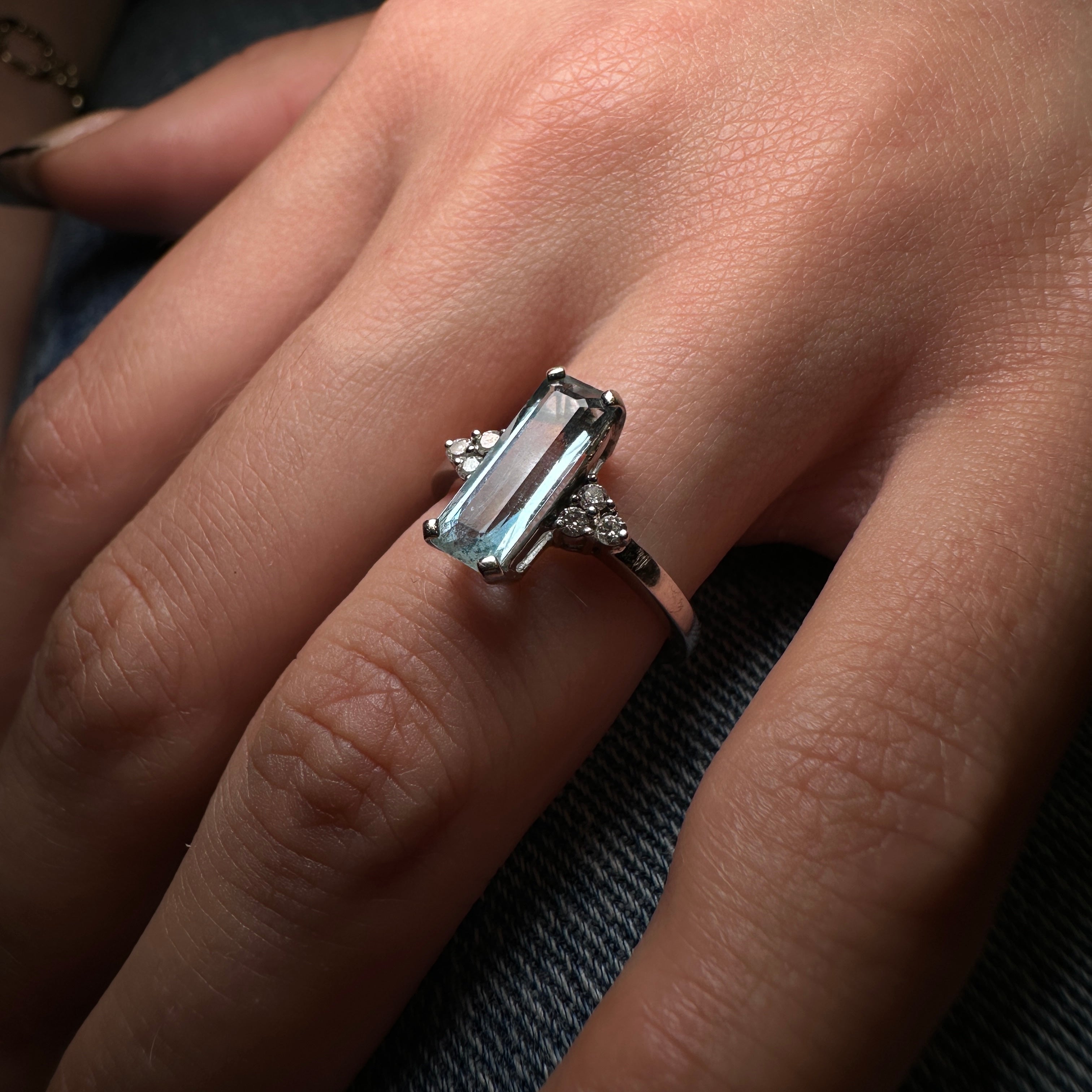 Aquamarine and diamond ring