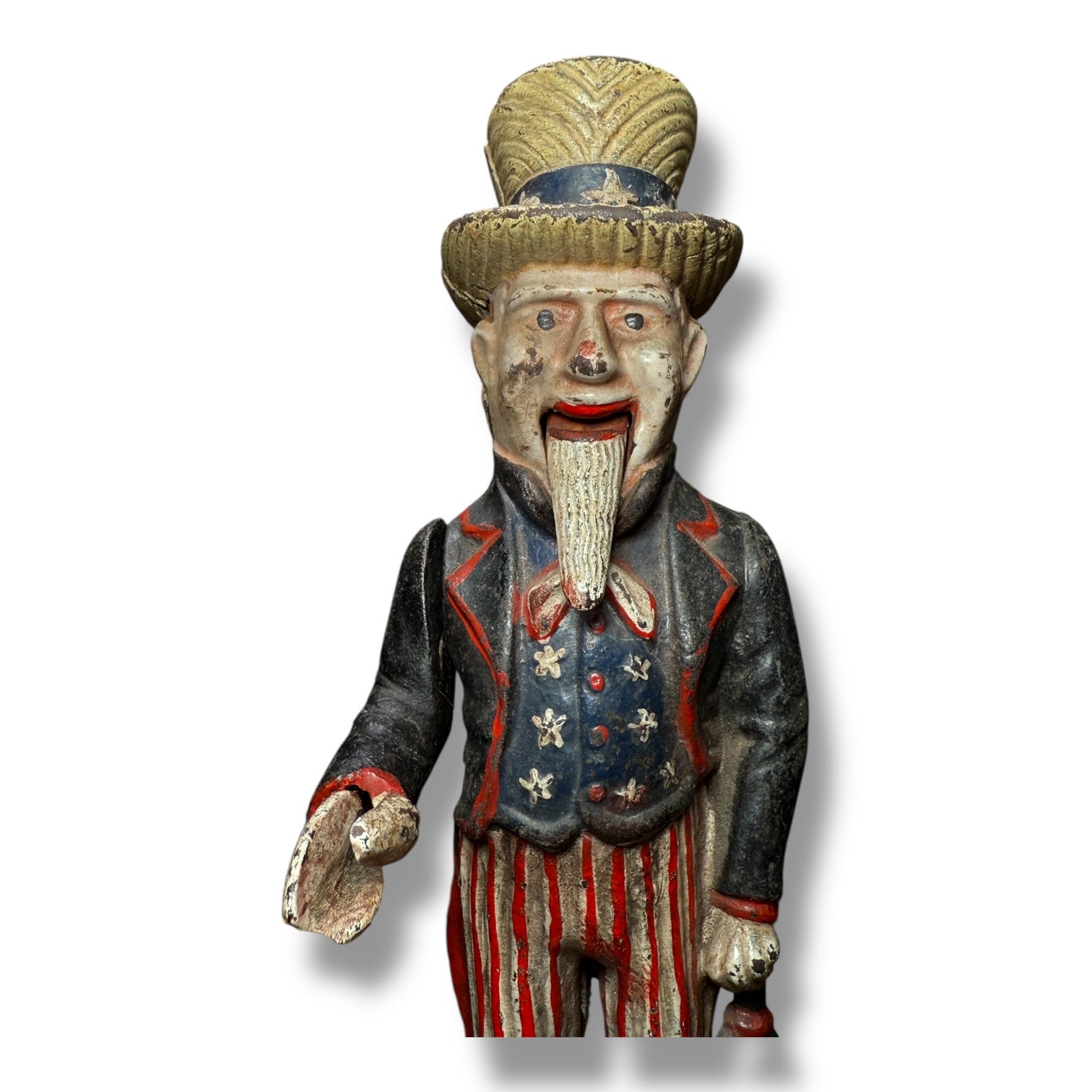 Antique Uncle Sam Mechanical Coin Bank – Cast Iron – 28 cm Tall
