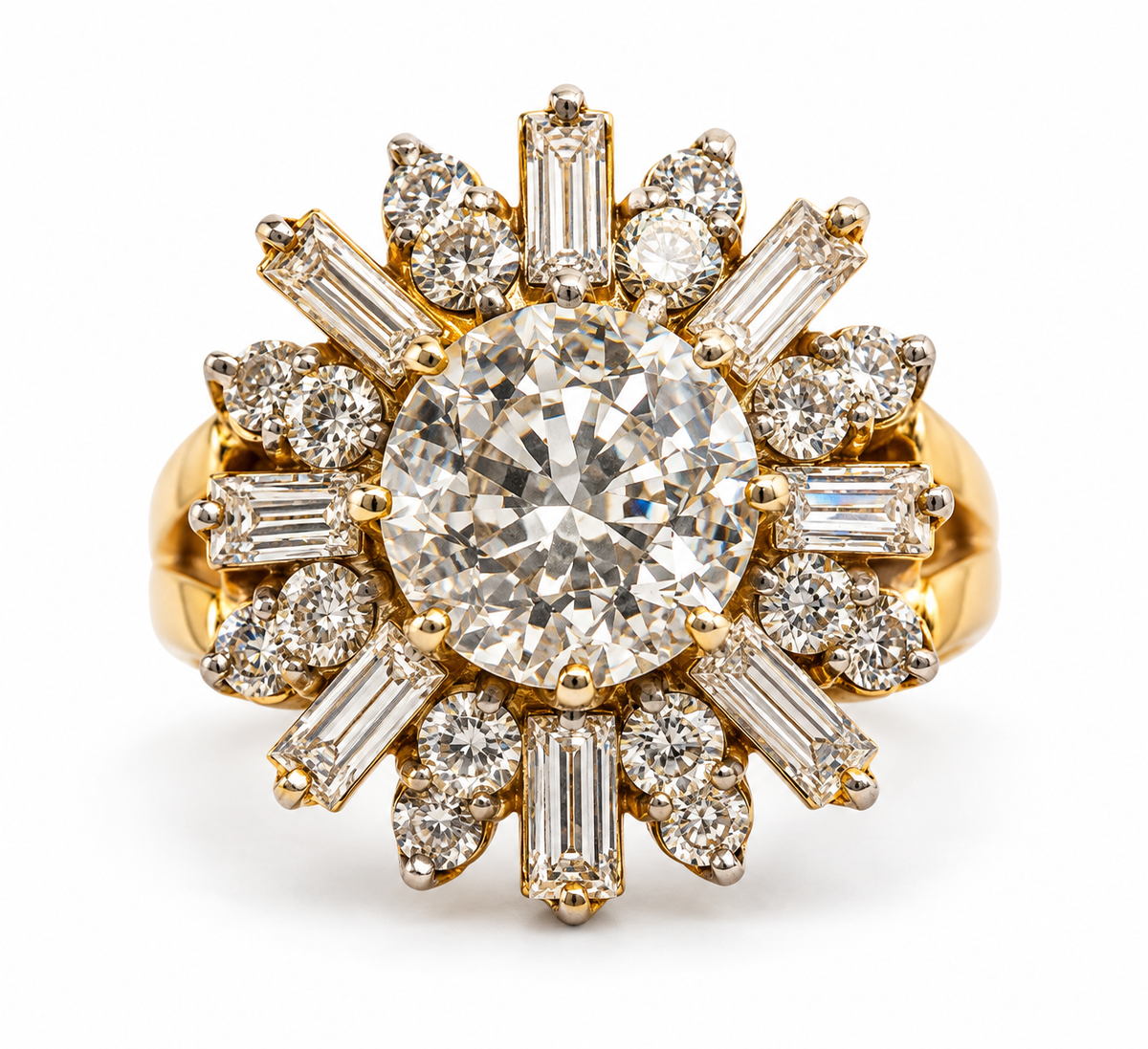 18ct Gold Diamond Cluster Ring – 2.40ct Central Diamond