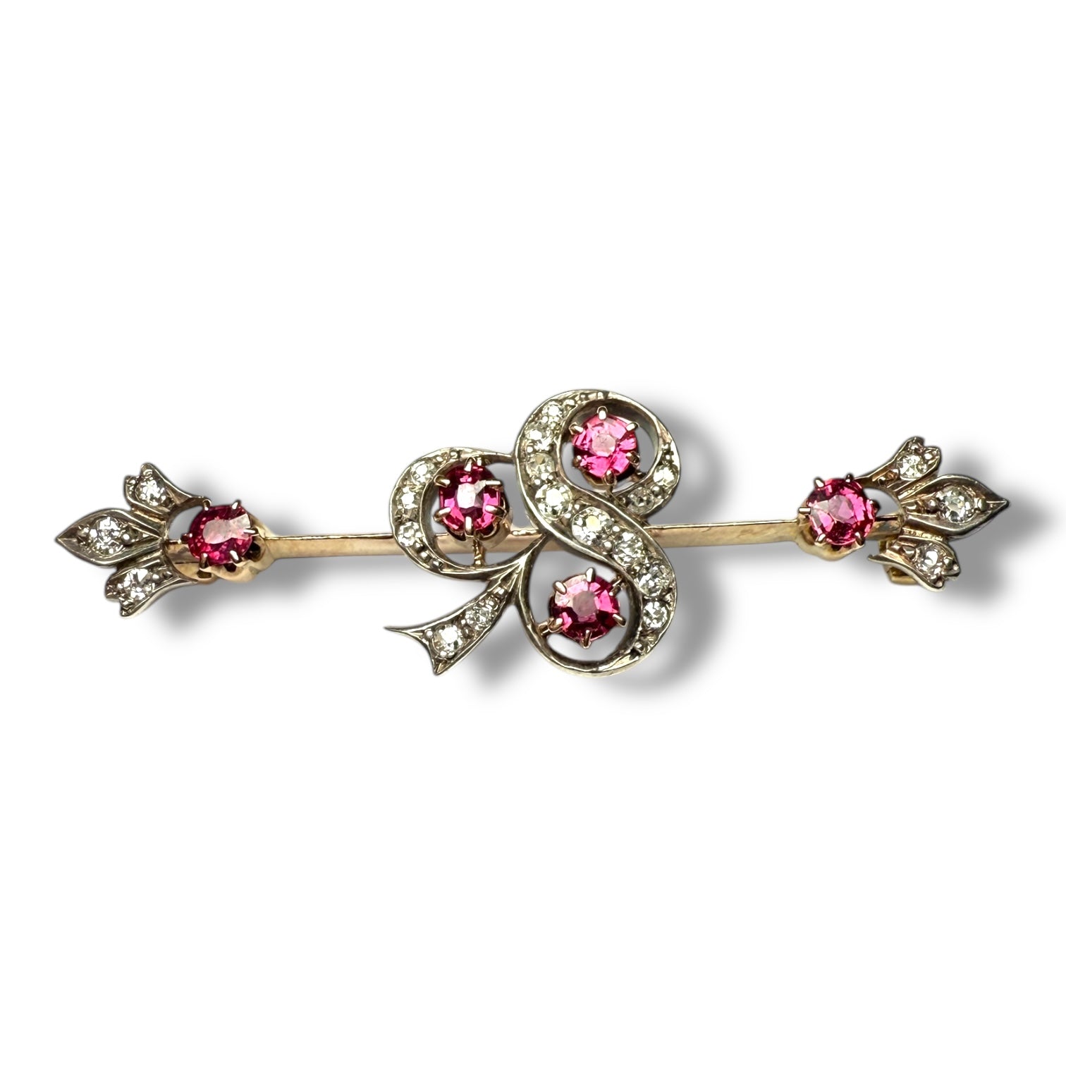 Spinel and diamonds brooch