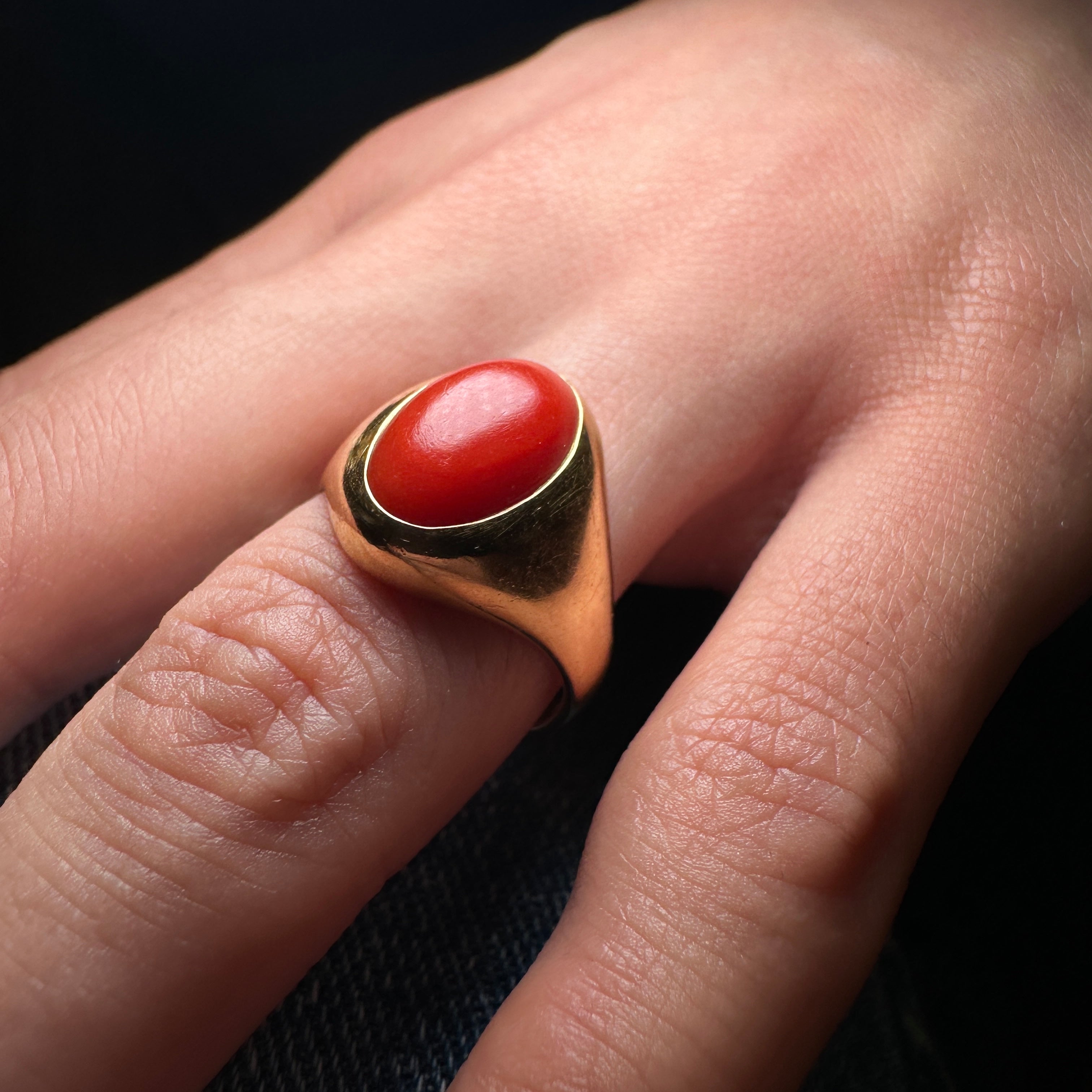 Coral signet ring