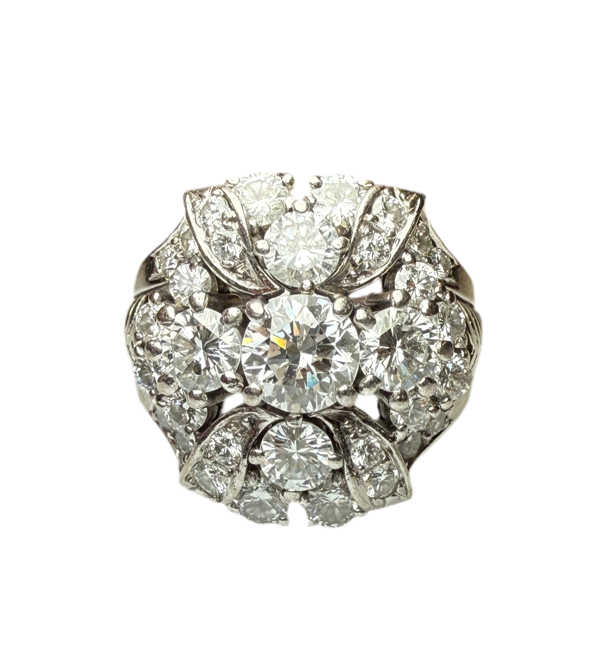  White Gold Statement engagement Ring with 33 Natural Diamonds