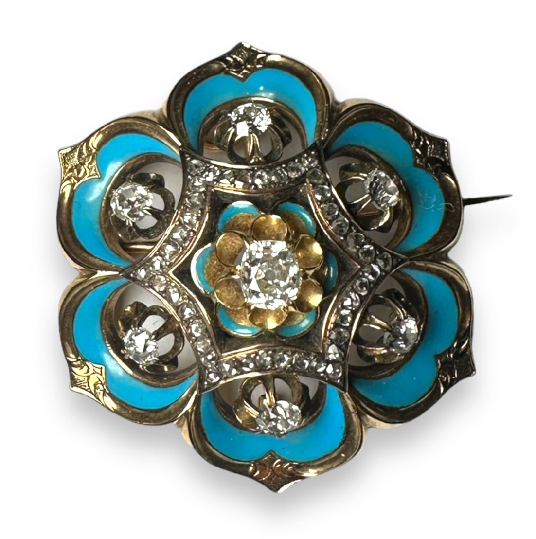 Diamond and Enamel Brooch