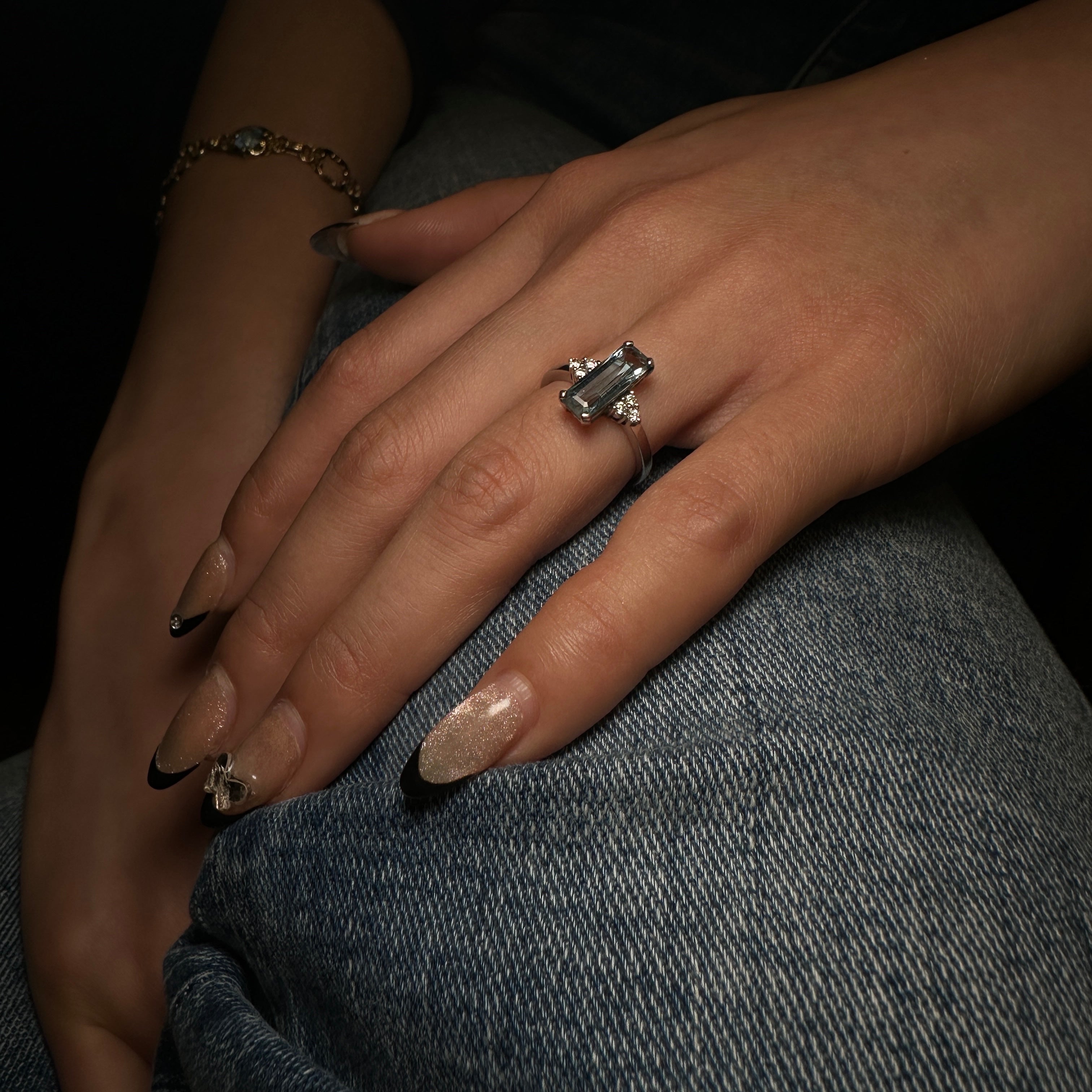 Aquamarine and diamond ring