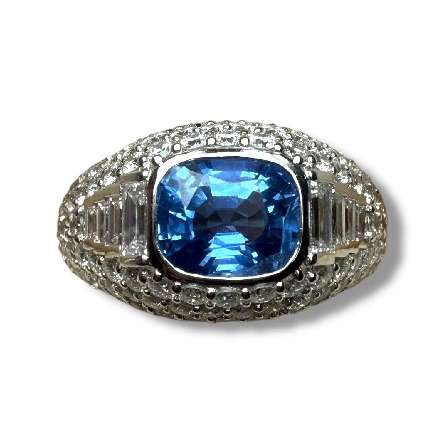 Platinum Ring with 2.20ct Unheated Burmese Sapphire and Diamonds