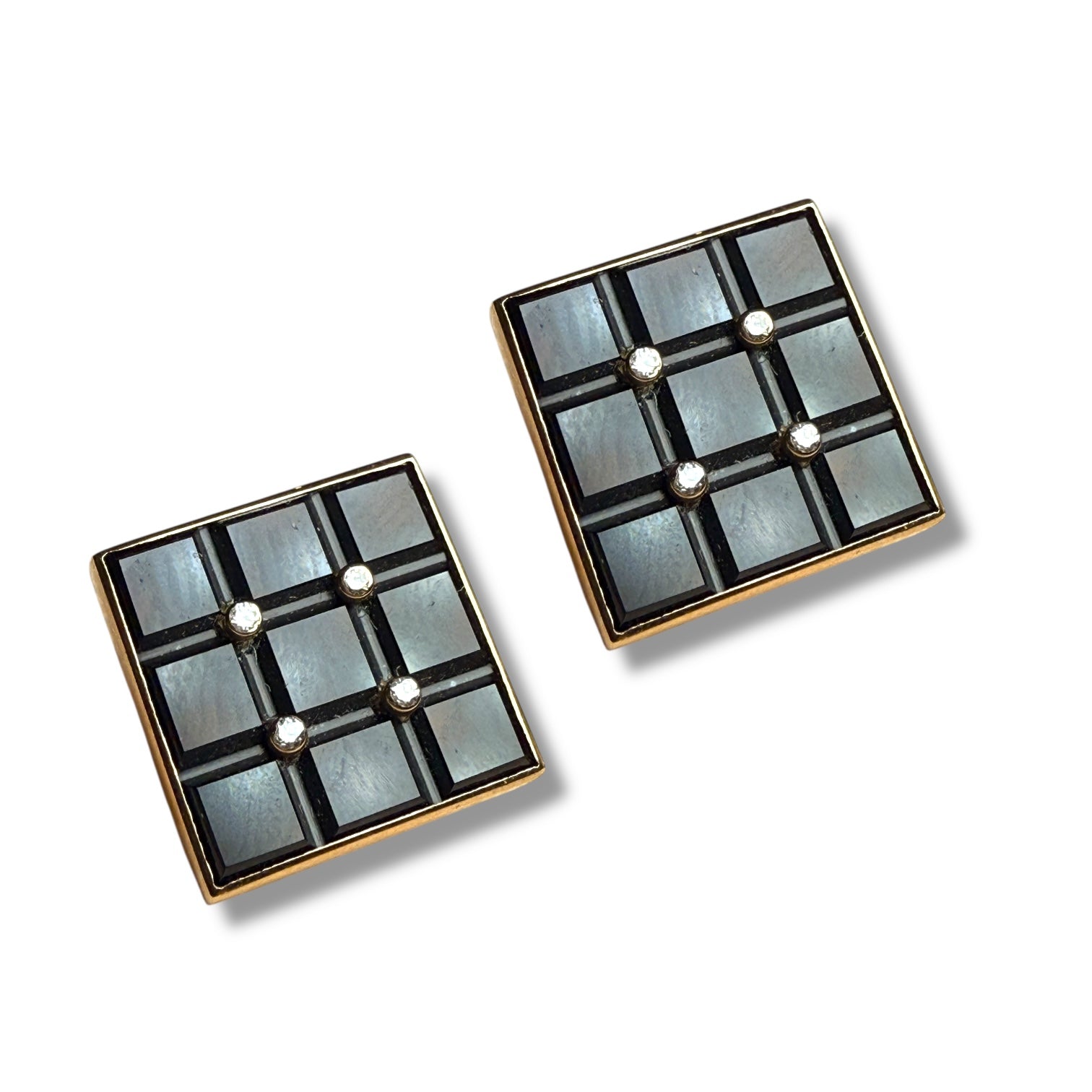 Vintage 9ct Gold, Diamond and Mother-of-Pearl Cufflinks