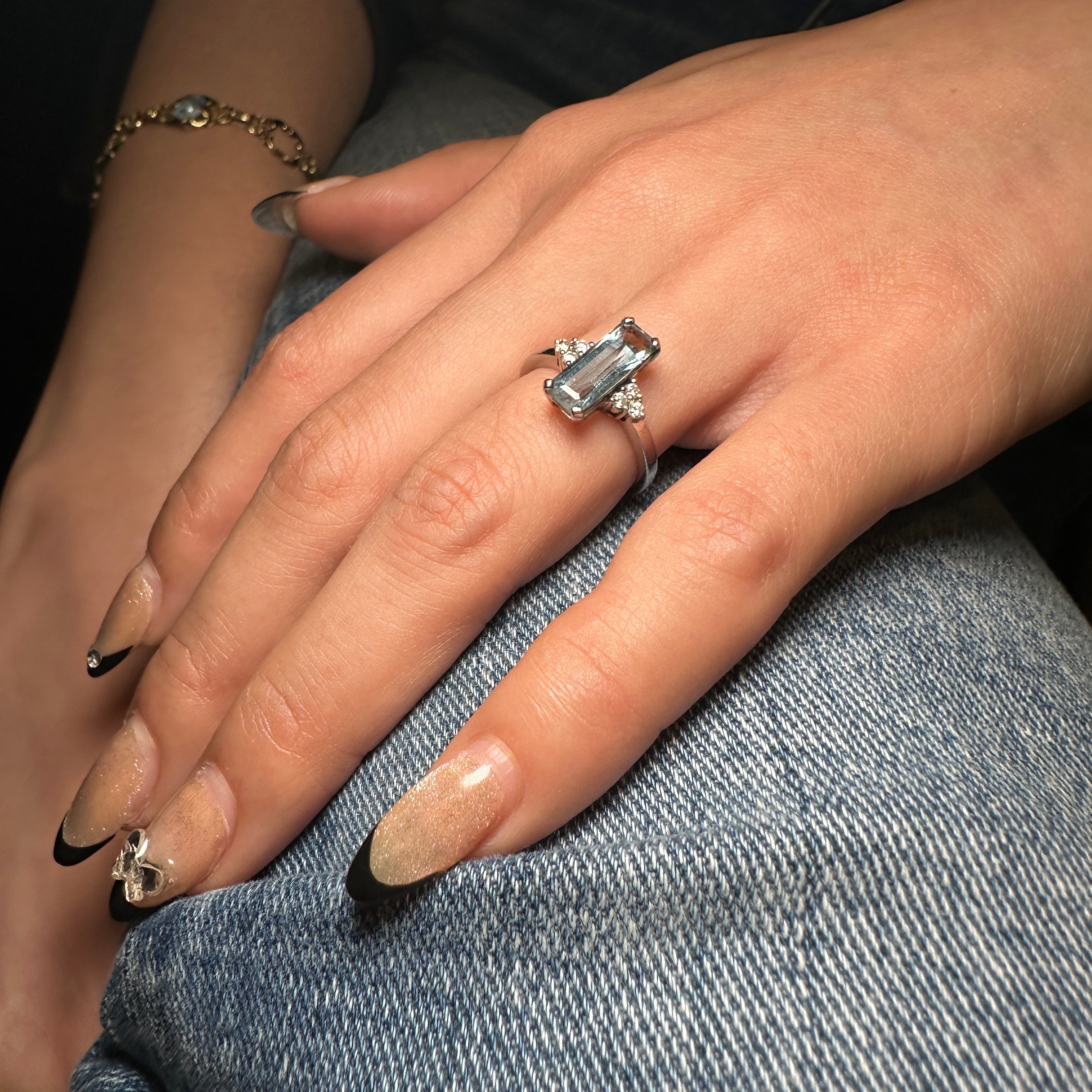 Aquamarine and diamond ring