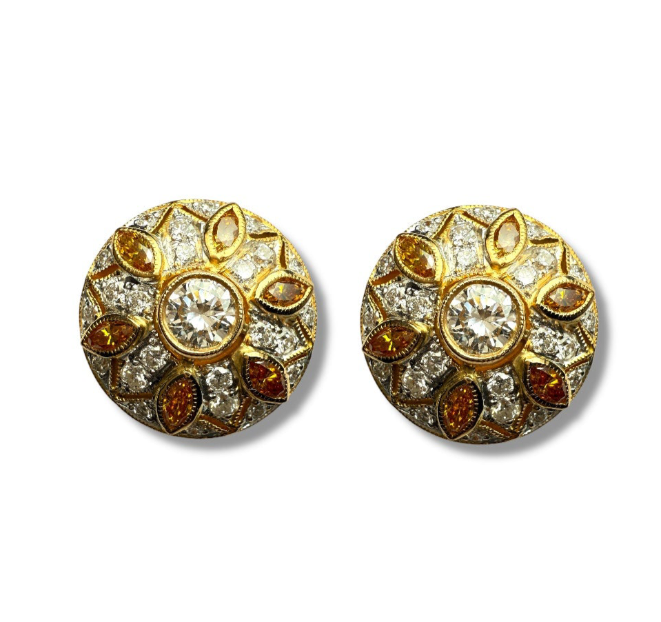 Diamonds earrings yellow and white