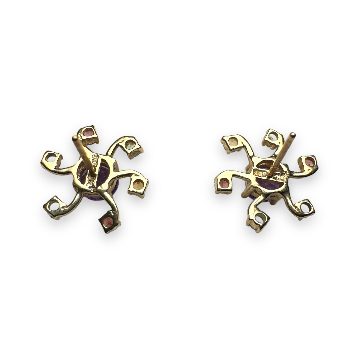 9k gold Multi gem gold earring