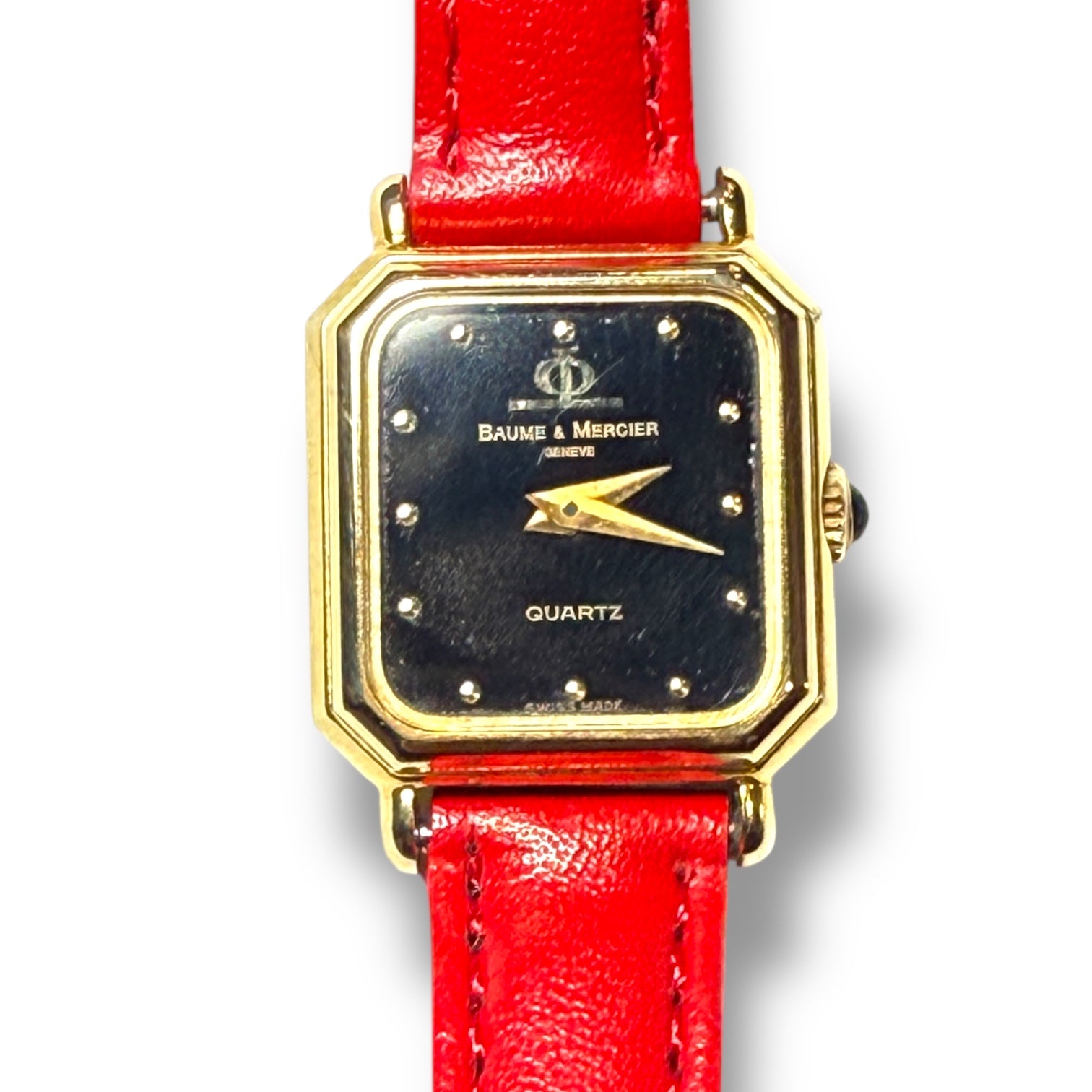 Vintage Baume & Mercier 18k  Yellow Gold Ladies Black face Watch