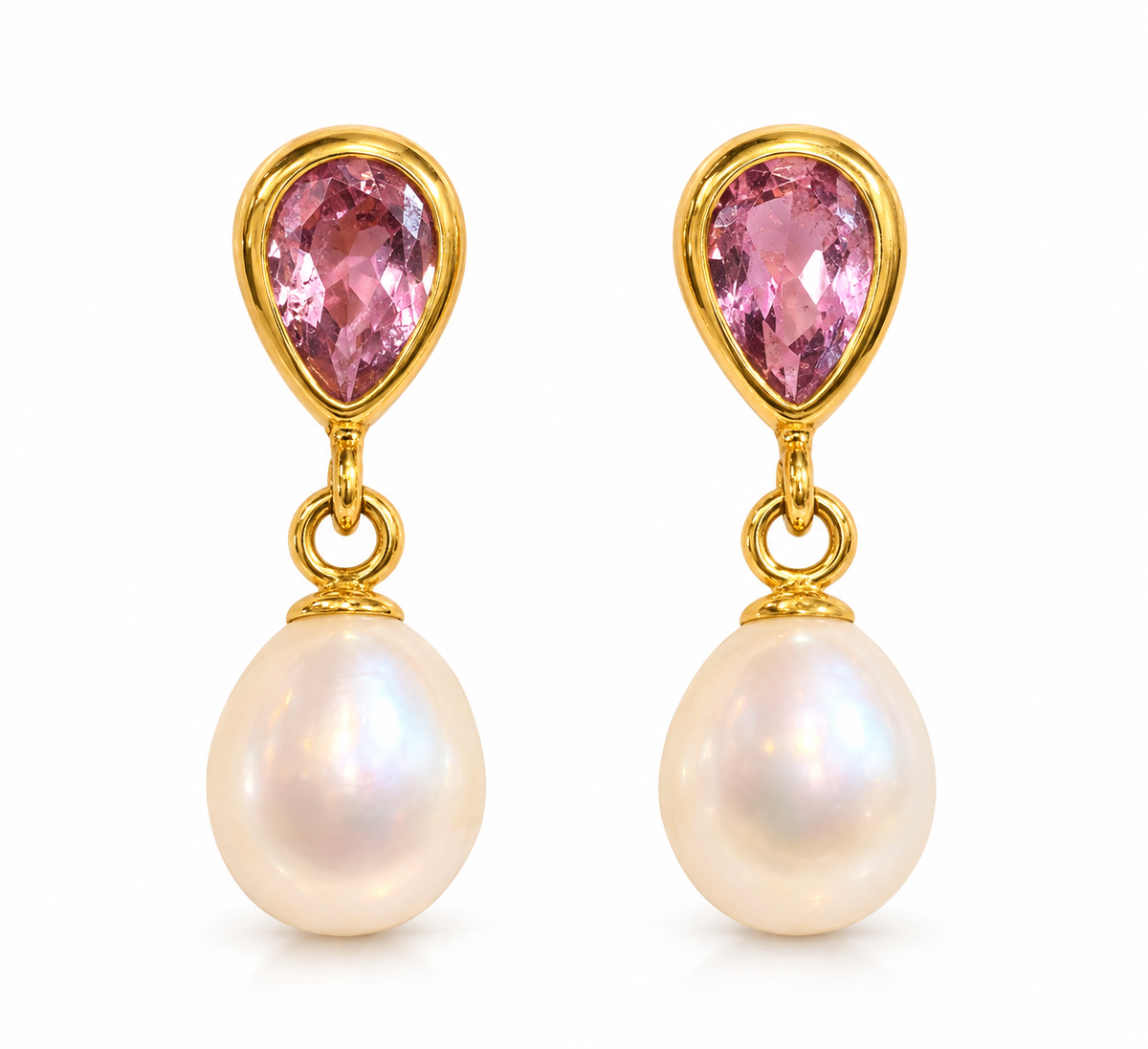 9k Amethyst and pearl gold earring