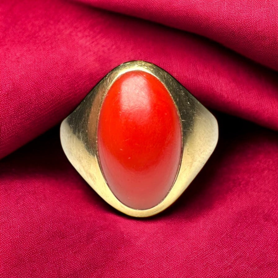 Coral signet ring