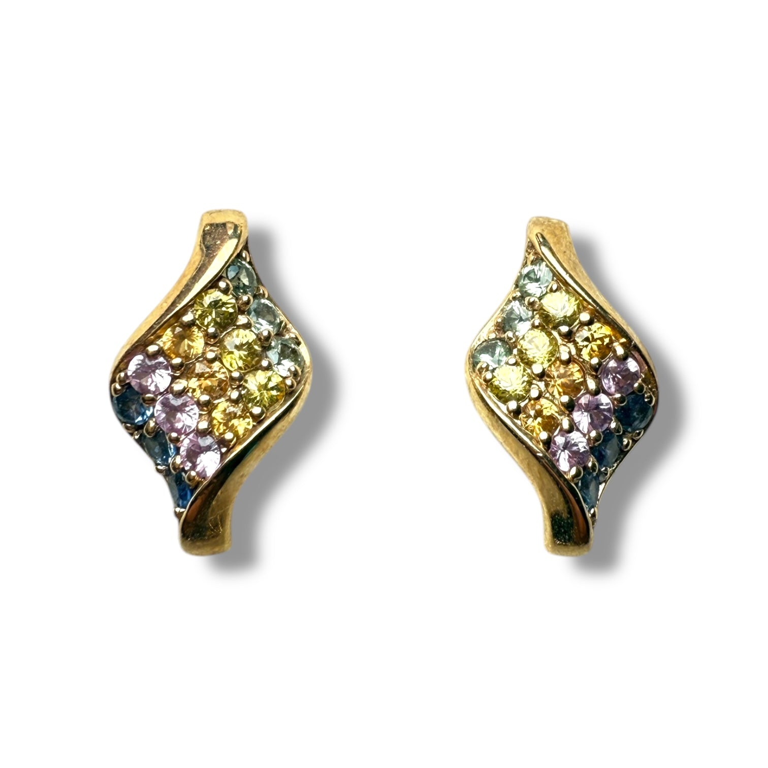9k gold multiigem sapphires earring