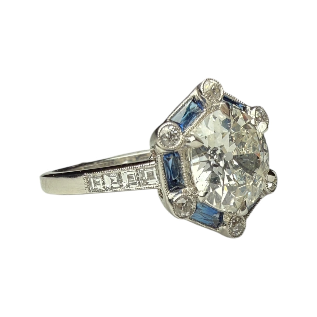 Diamonds and sapphire ring
