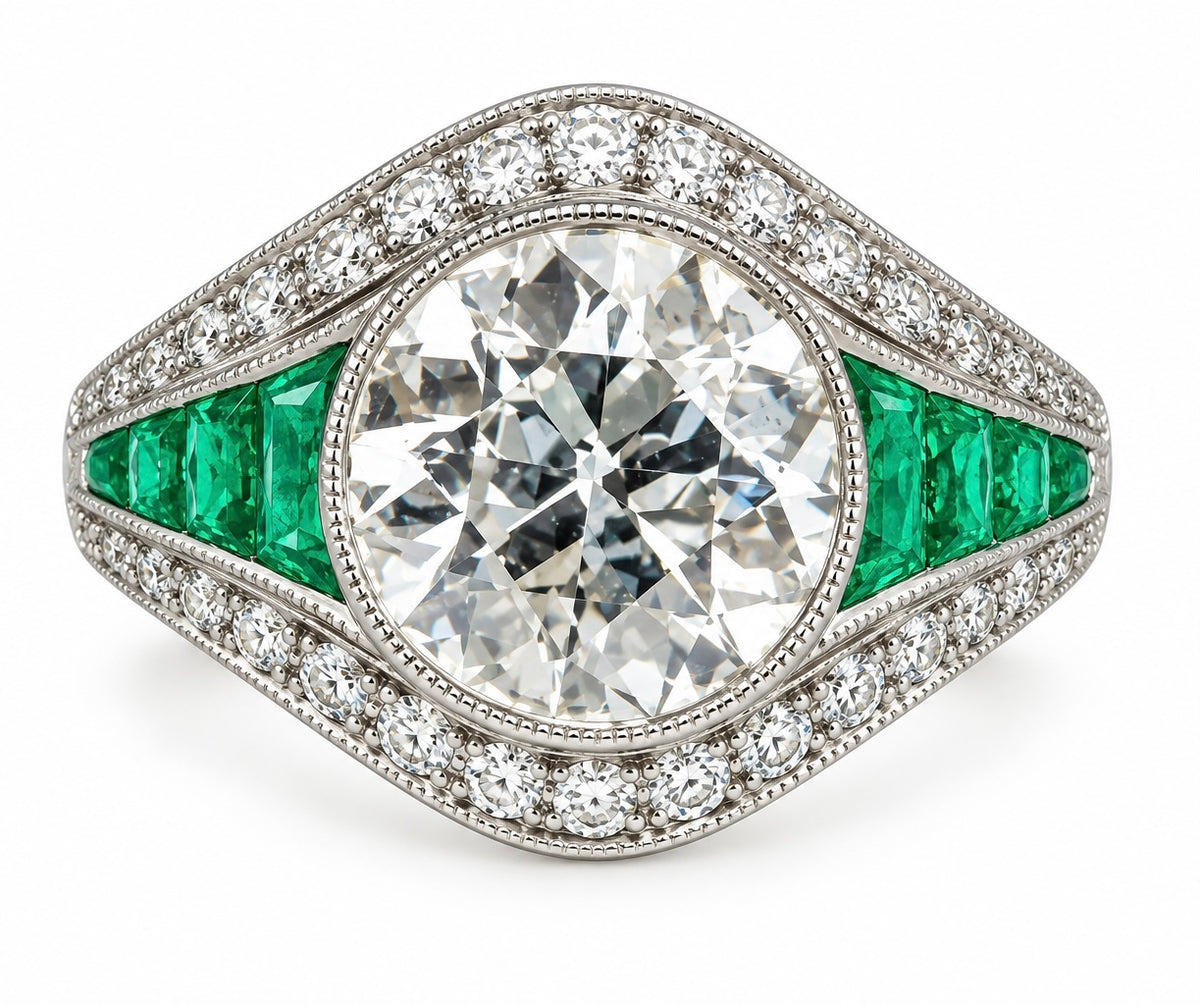 Diamond and emerald ring