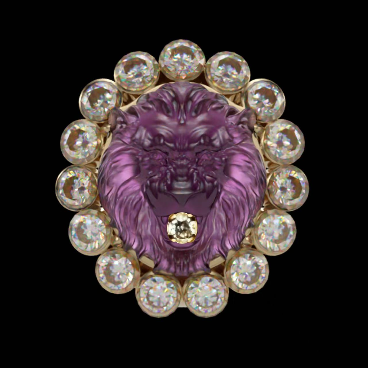 Lion Head 18K Gold Diamonds carrings