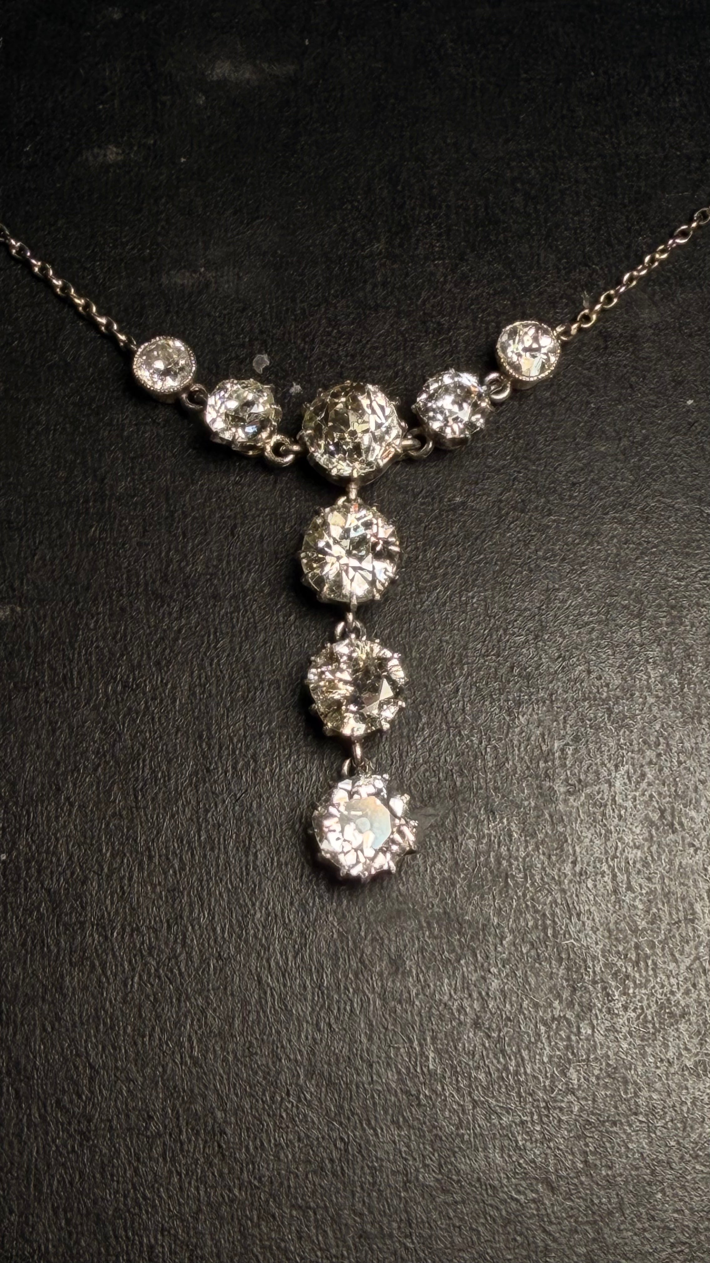 Antique Diamond Necklace in Gold and Silver – Approx. 3.5 Carats
