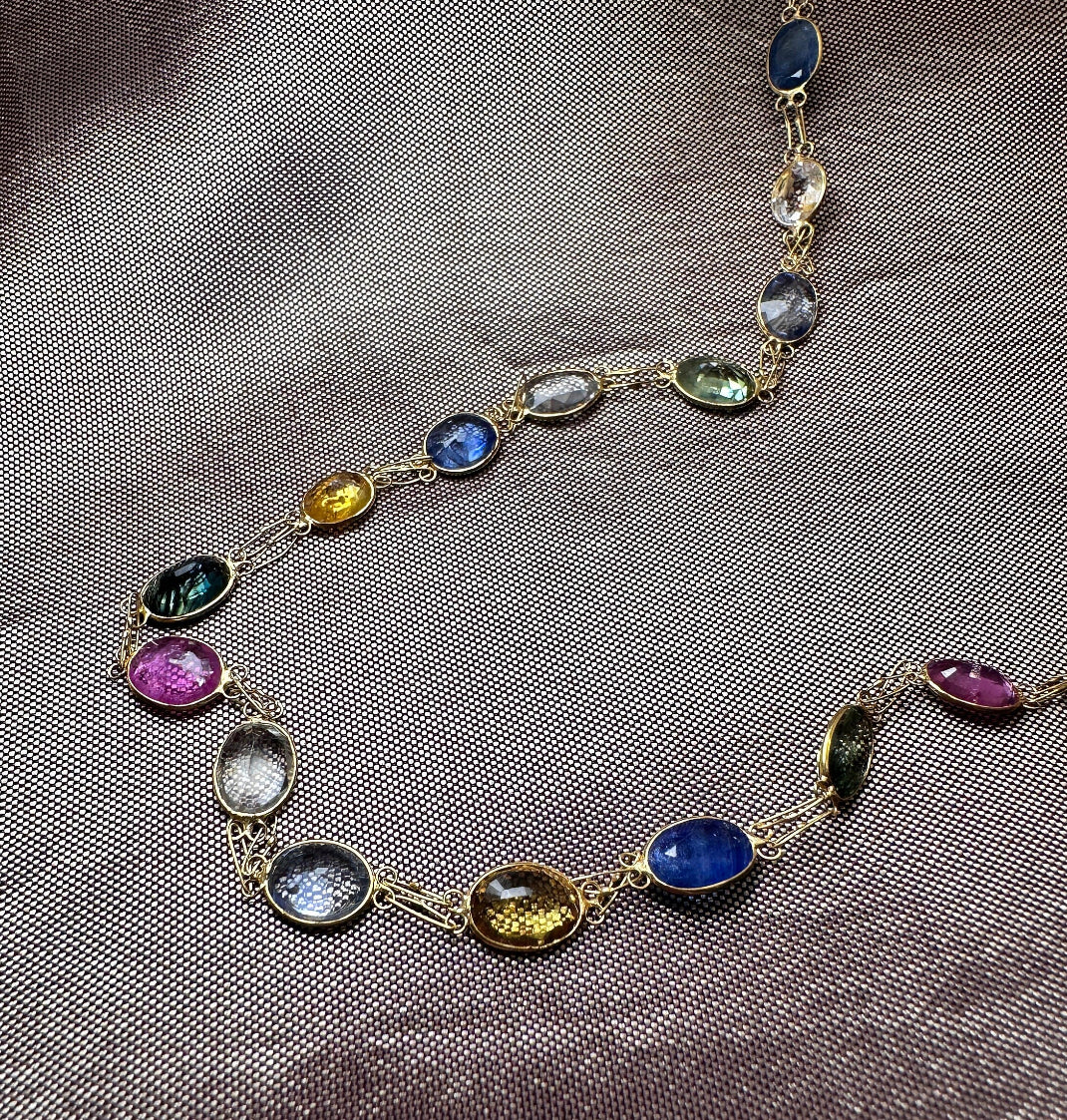 Multicolour Sapphires Necklace for women