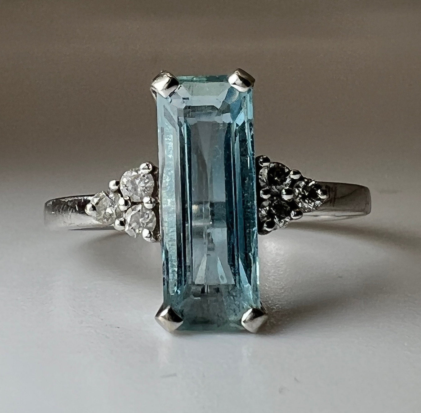 Aquamarine and diamond ring