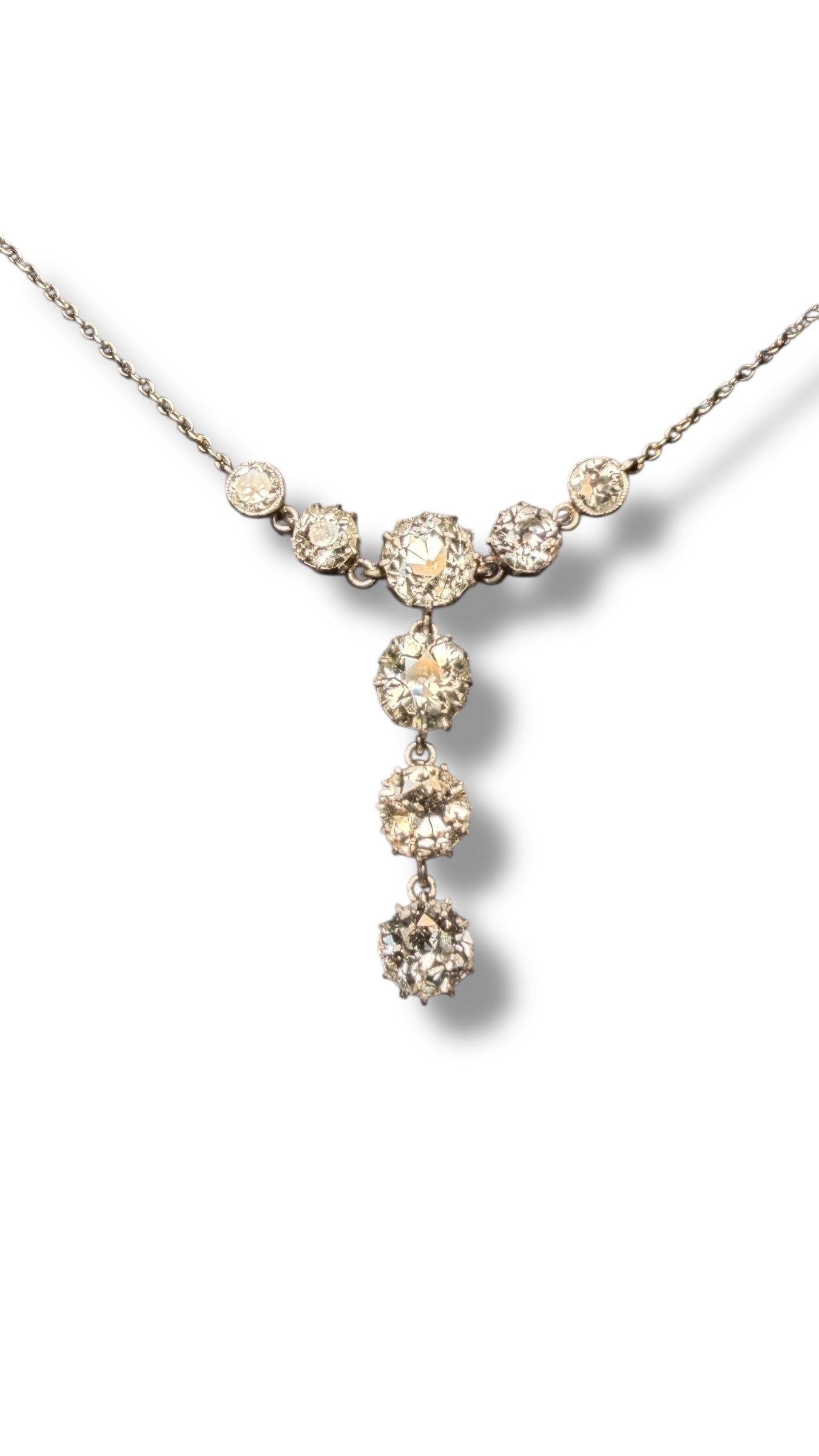 Antique Diamond Necklace in Gold and Silver – Approx. 3.5 Carats