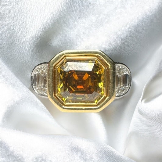 Yellow brown diamond engagement ring