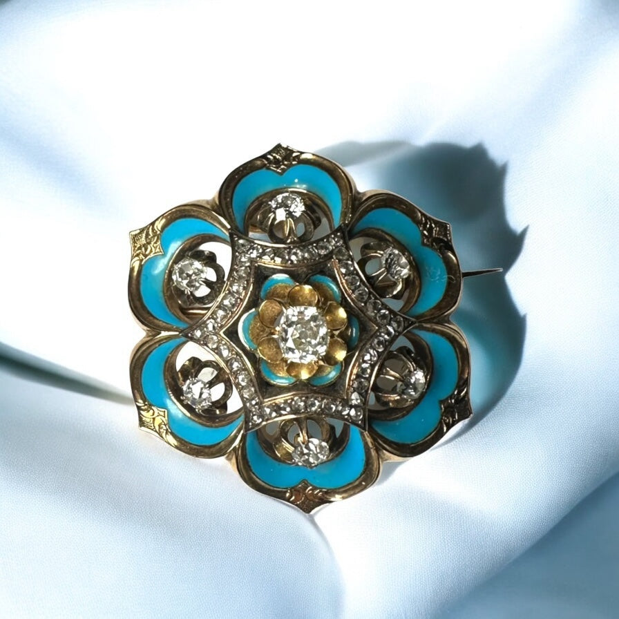 Diamond and Enamel Brooch