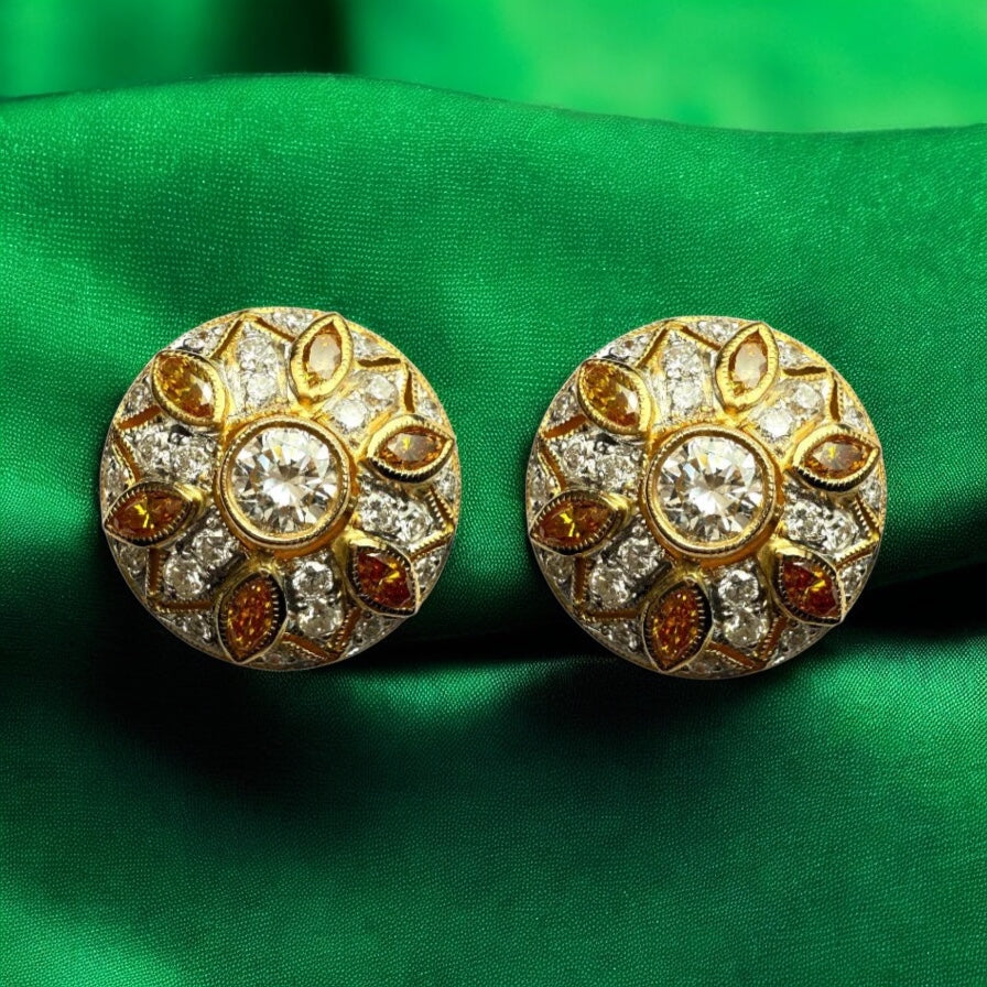 Diamonds earrings yellow and white