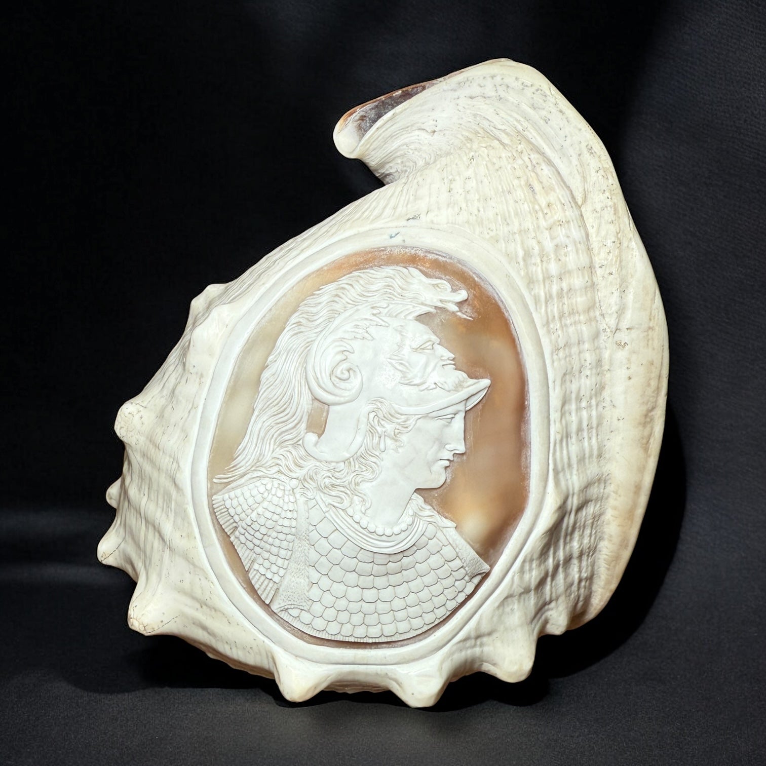 Antique Shell Cameo – Twin Warriors in Classical Revival Style