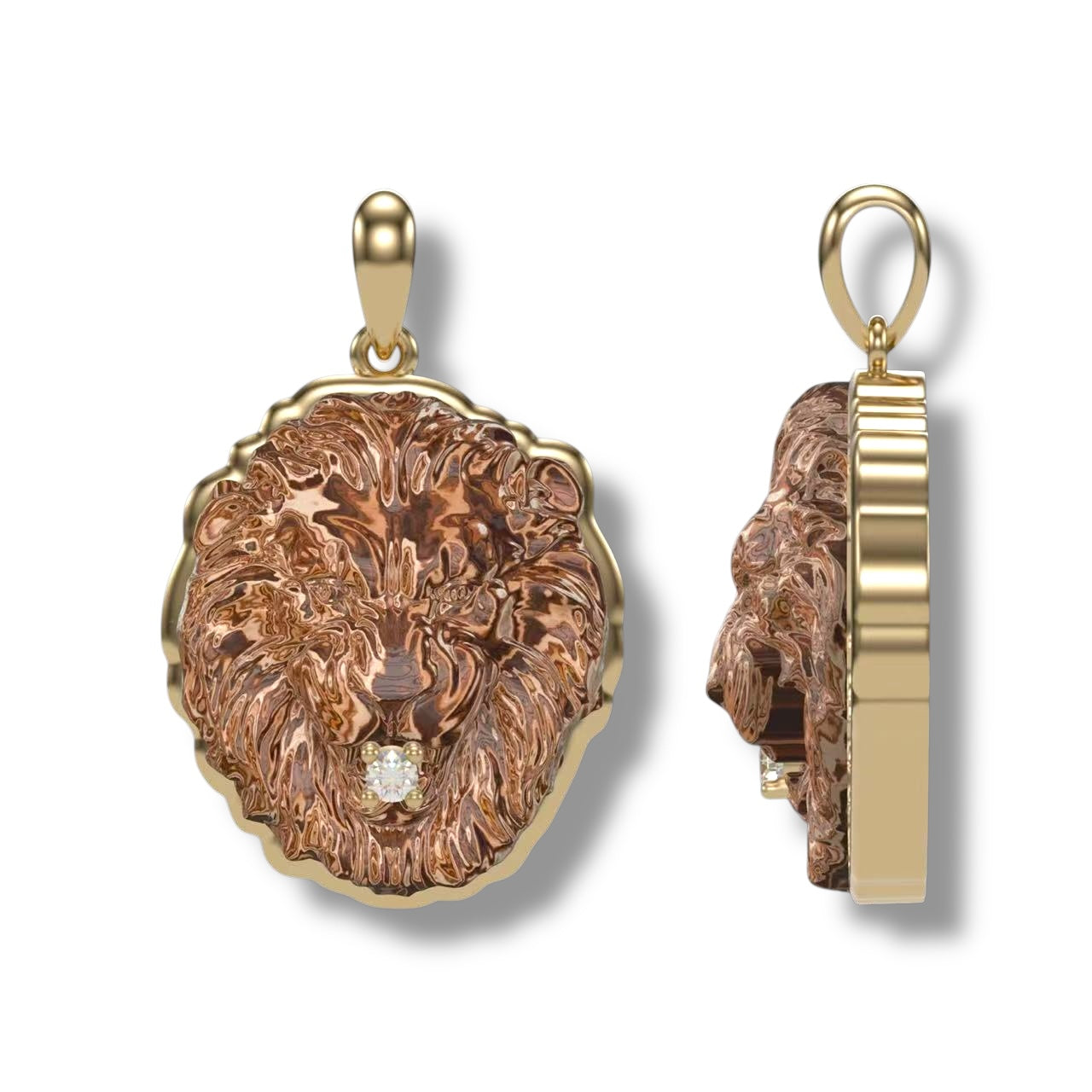 Lion Head 18K Gold Pendant