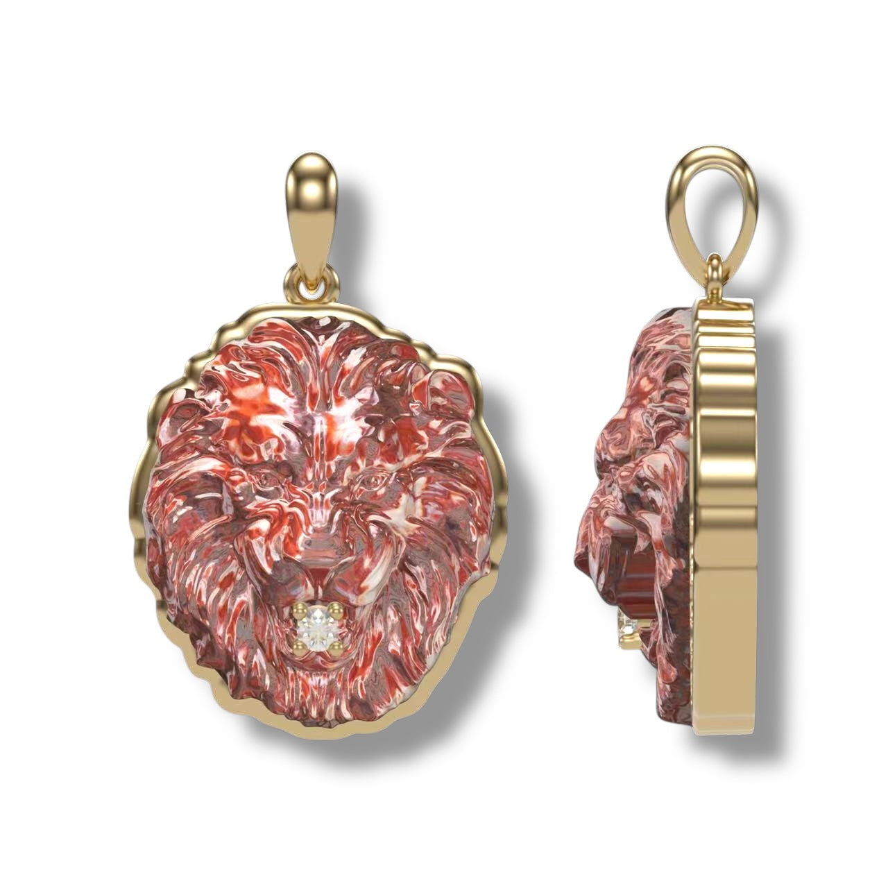 Lion Head 18K Gold Pendant