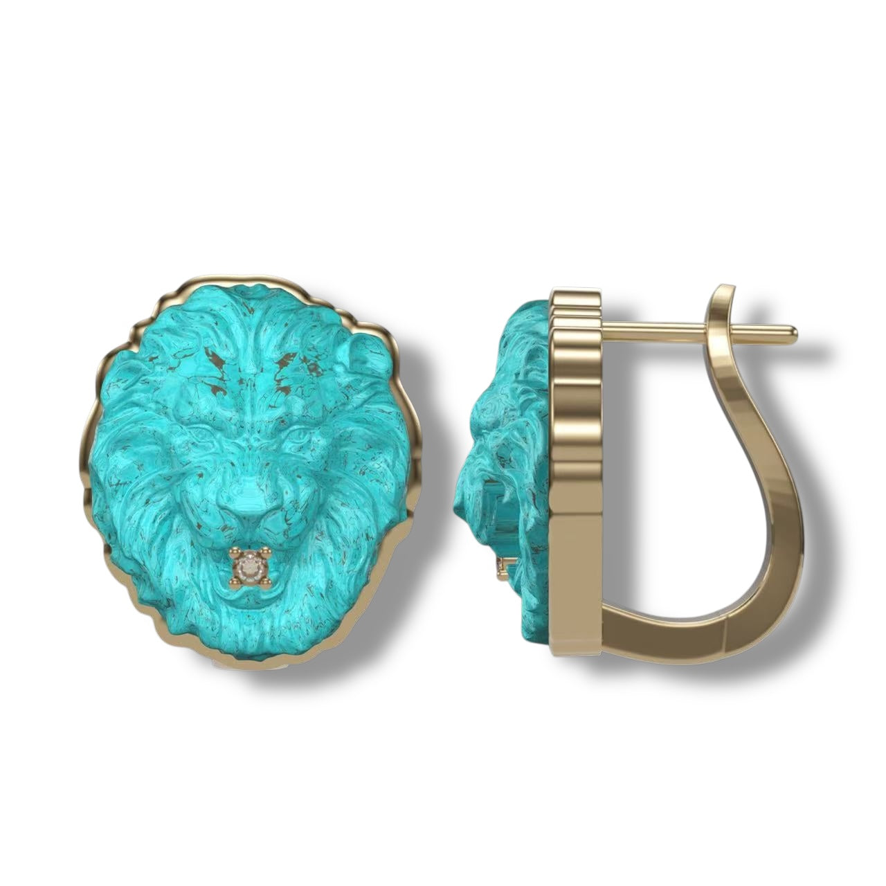 Lion Head 18K Gold Earrings