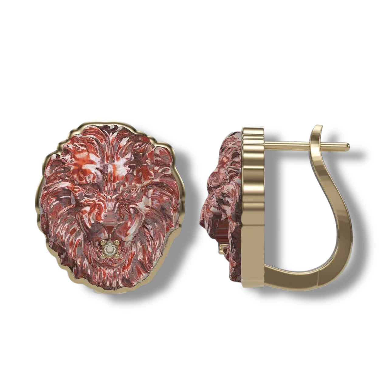 Lion Head 18K Gold Earrings