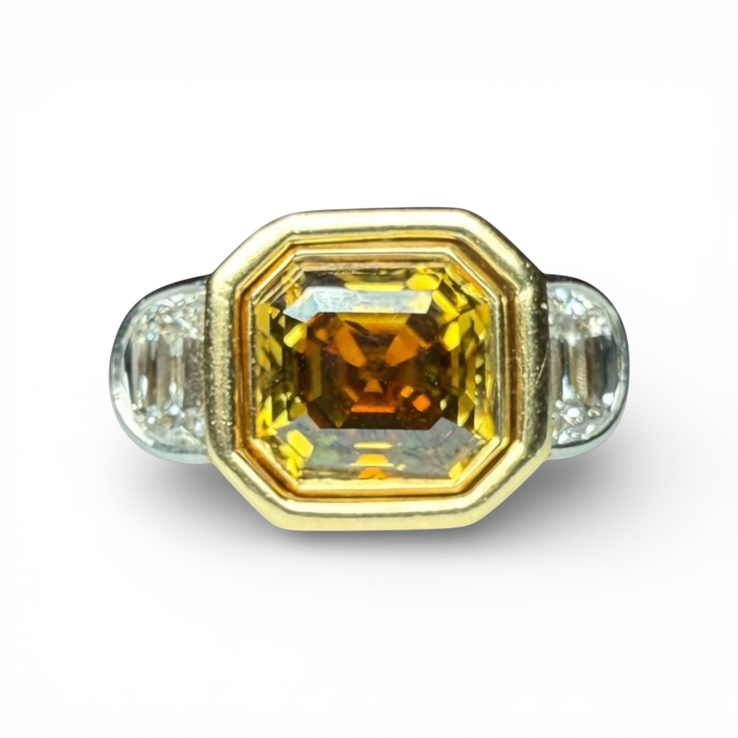 Yellow brown diamond ring