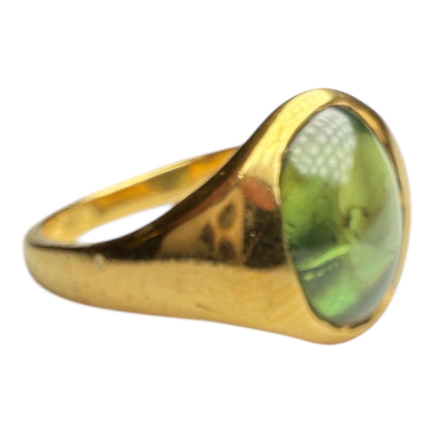 Green sapphire gold engagement ring