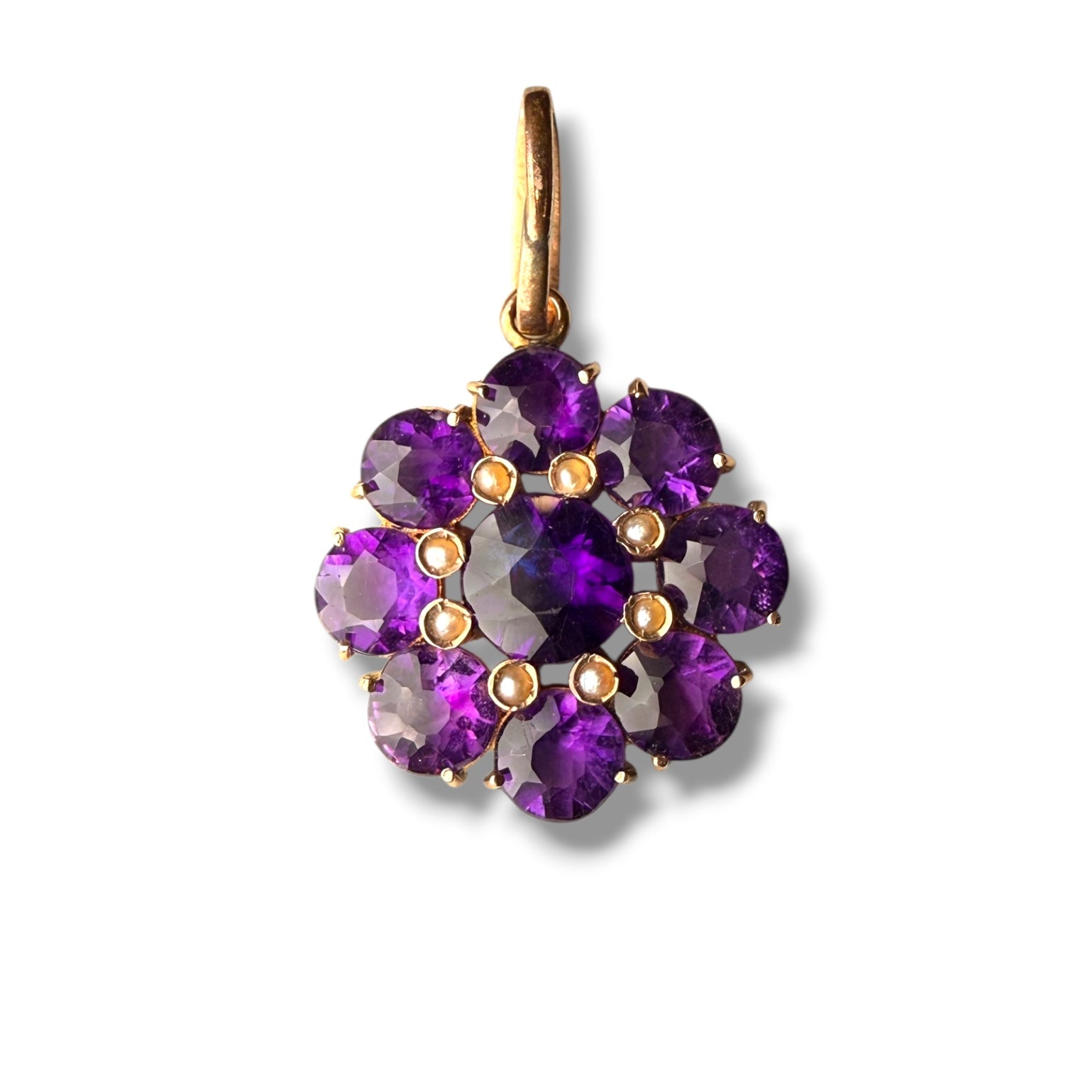 9k Gold Amethyst Cluster Pendant – 2.6g
