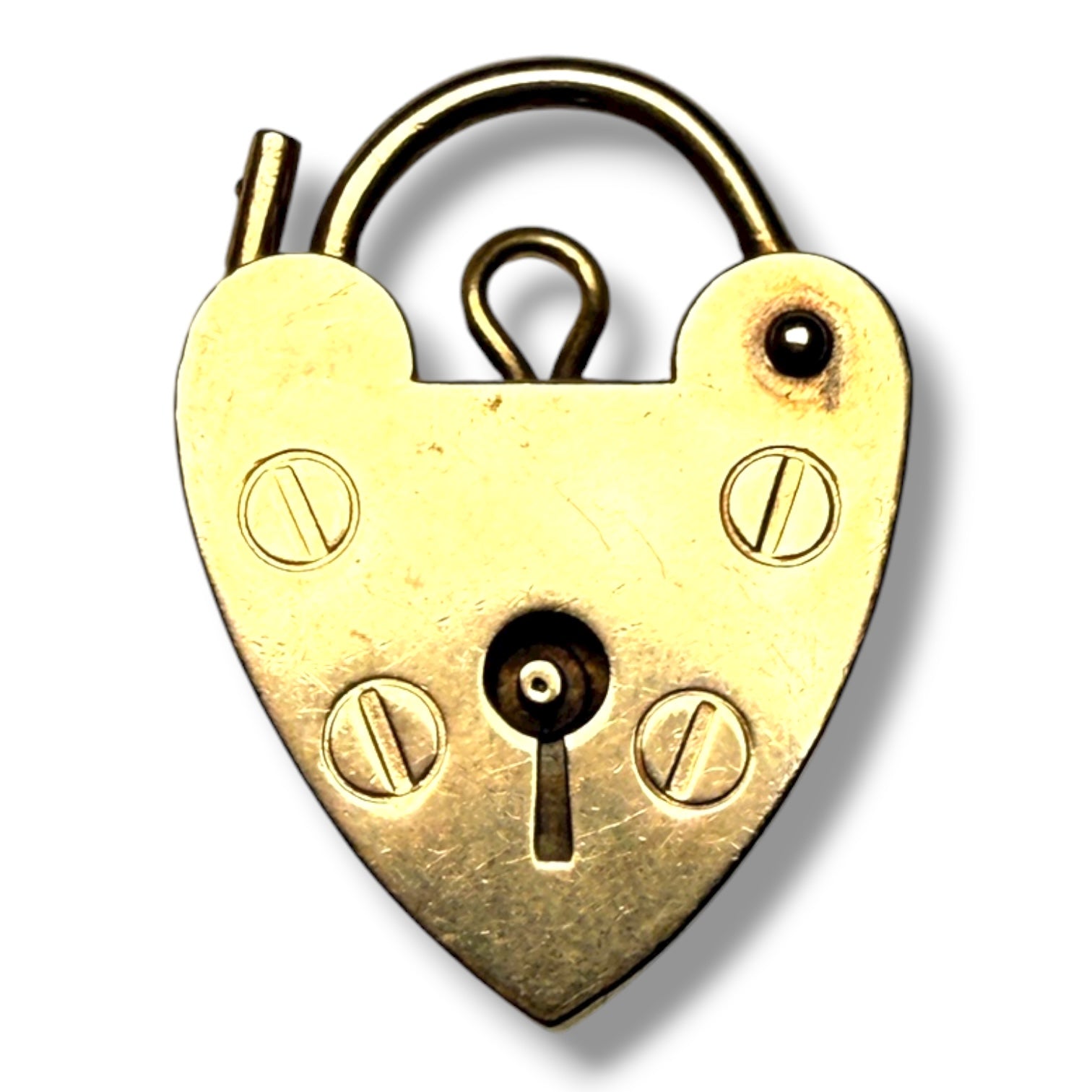 9k Gold Heart Padlock Pendant Charm – 2g