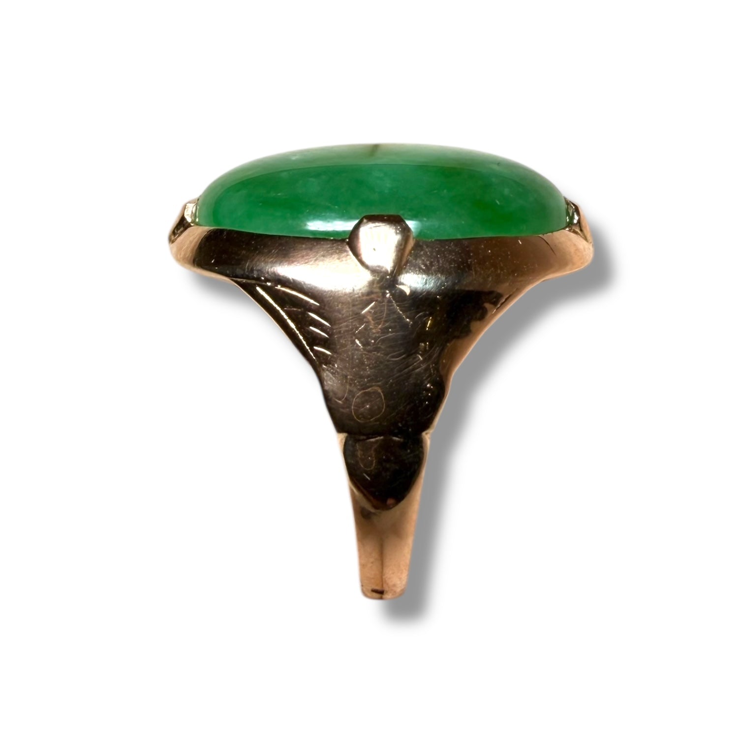 Natural Jade Ring in 18K Gold – Certified Green Jade