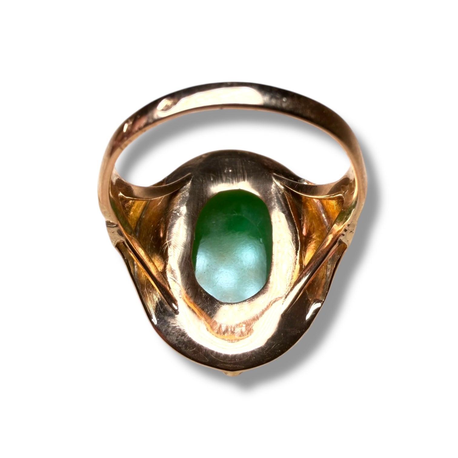 Natural Jade Ring in 18K Gold – Certified Green Jade