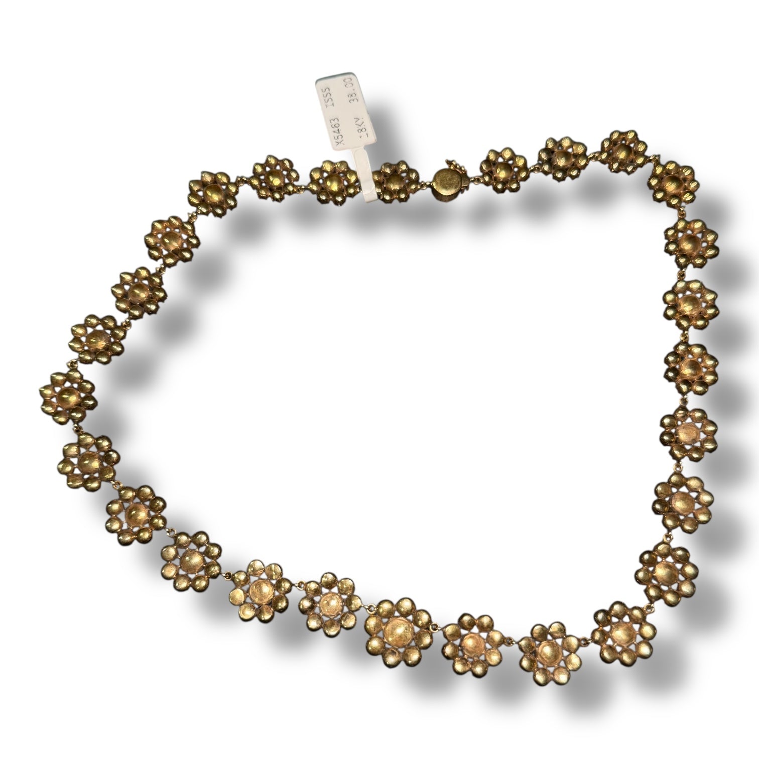 18K Gold Garnet Floral Necklace – Approx. 27 Carats